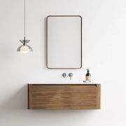 Meuble-Lavabo Mural 48po Noyer avec Comptoir de Surface solide Blanc Mat