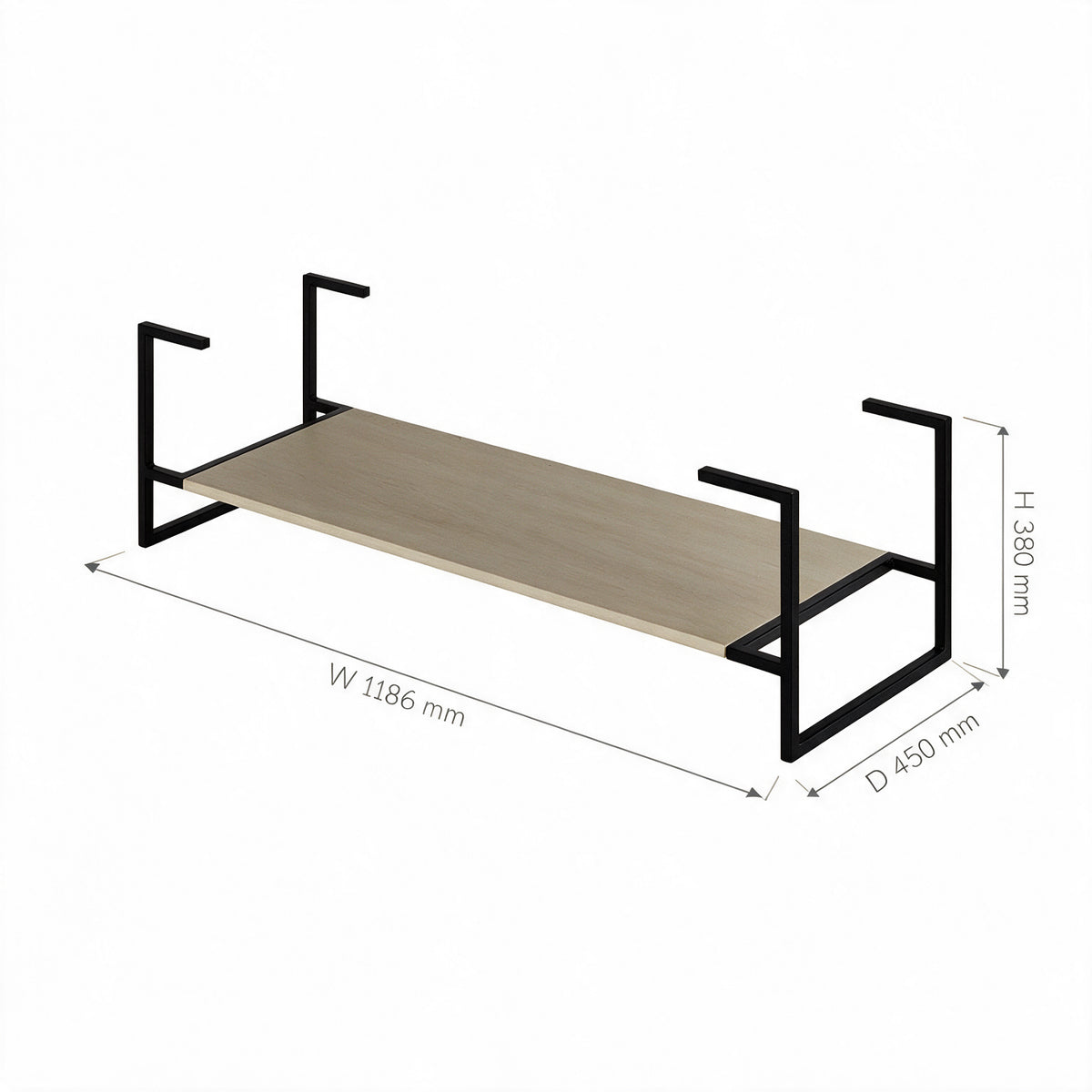 48" Wheat Open Shelf with Matte Black Frame