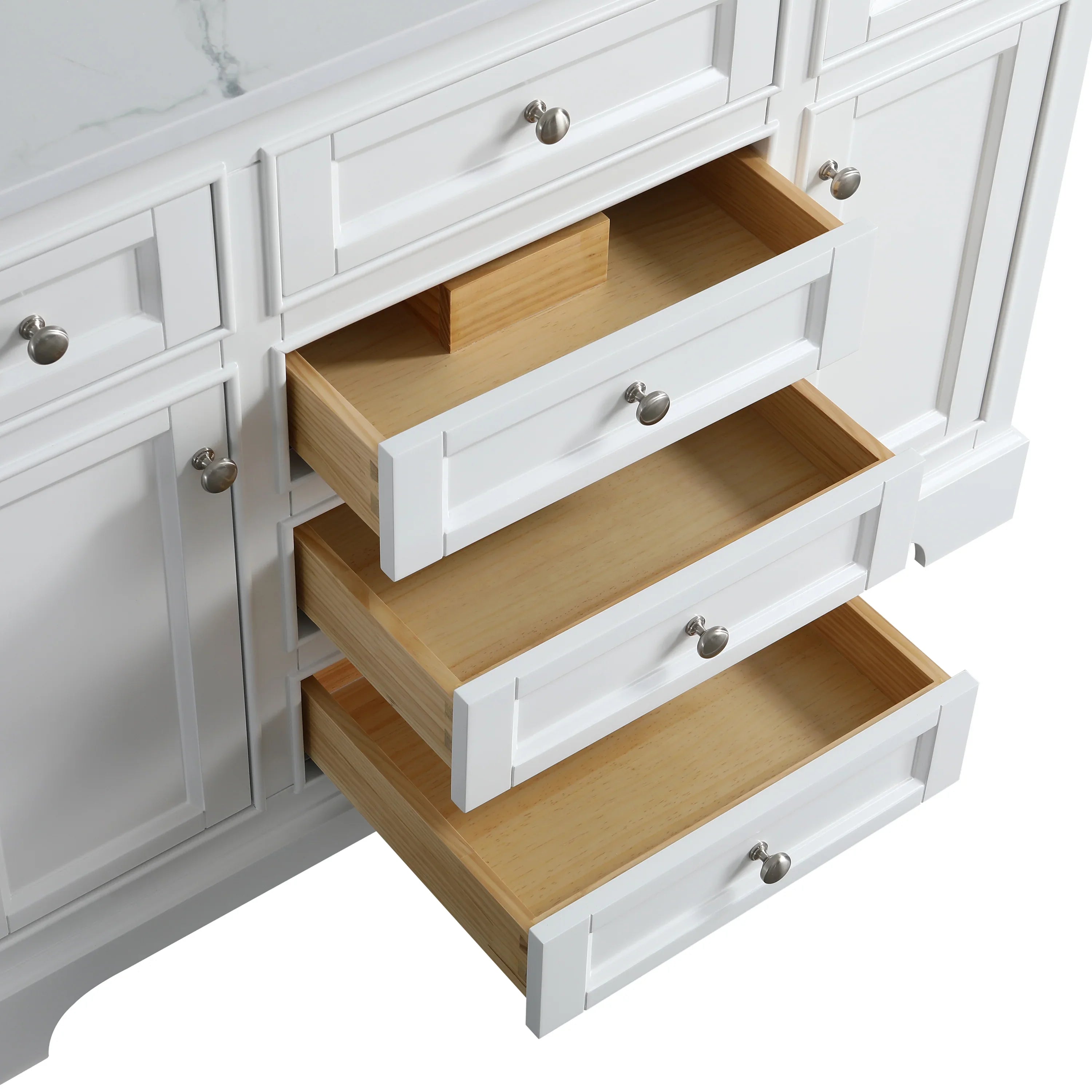 48" White Freestanding Bathroom Vanity with Engineered Calcutta Marble Countertop