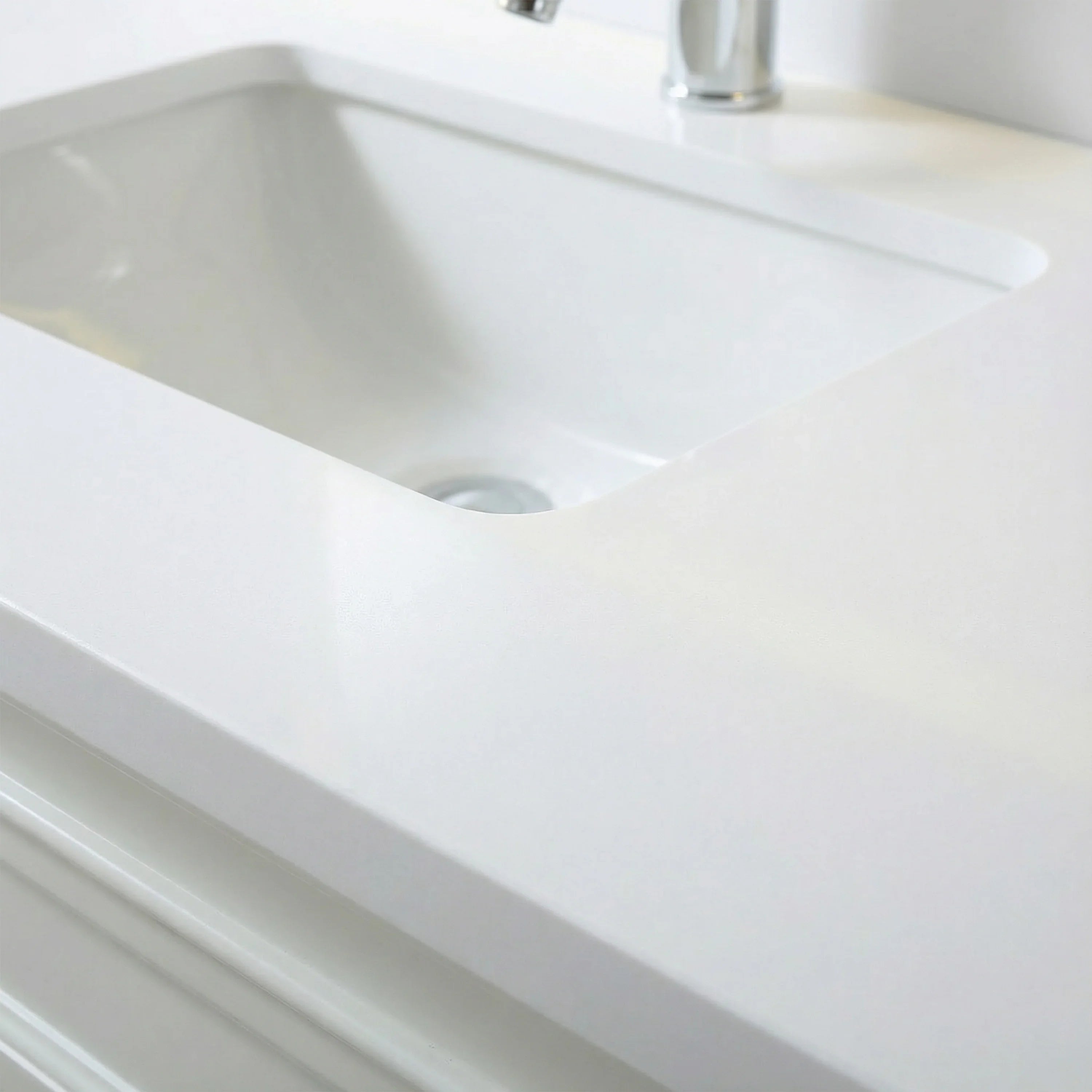 48" White Freestanding Bathroom Vanity with Engineered White Marble Countertop