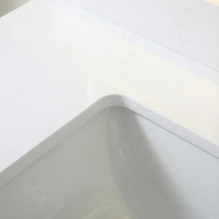 Meuble-lavabo autoportant blanc de 48 po avec comptoir en marbre blanc reconstitué