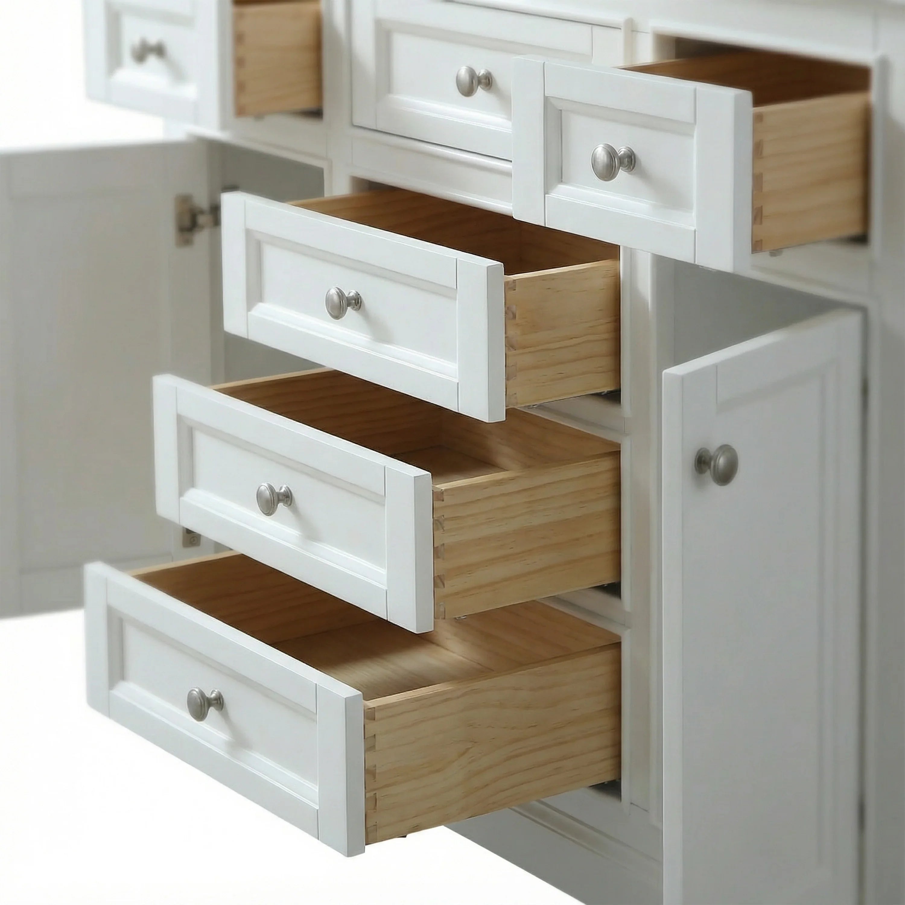 48" White Freestanding Bathroom Vanity with Engineered White Marble Countertop