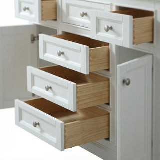 Meuble-lavabo autoportant blanc de 48 po avec comptoir en marbre blanc reconstitué