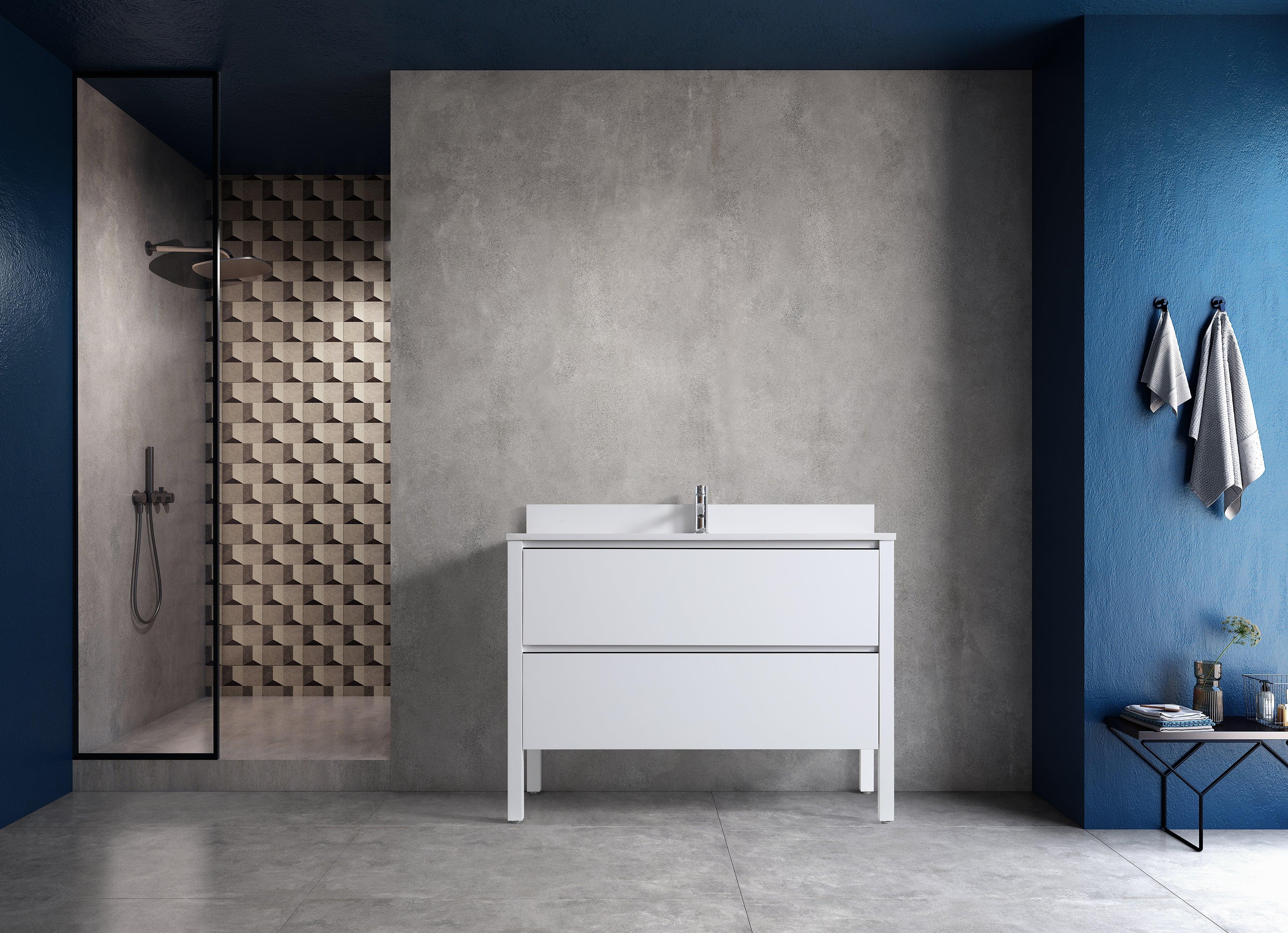 48" Matte White Freestanding Single Sink Vanity with White Quartz Countertop and Ceramic Sink
