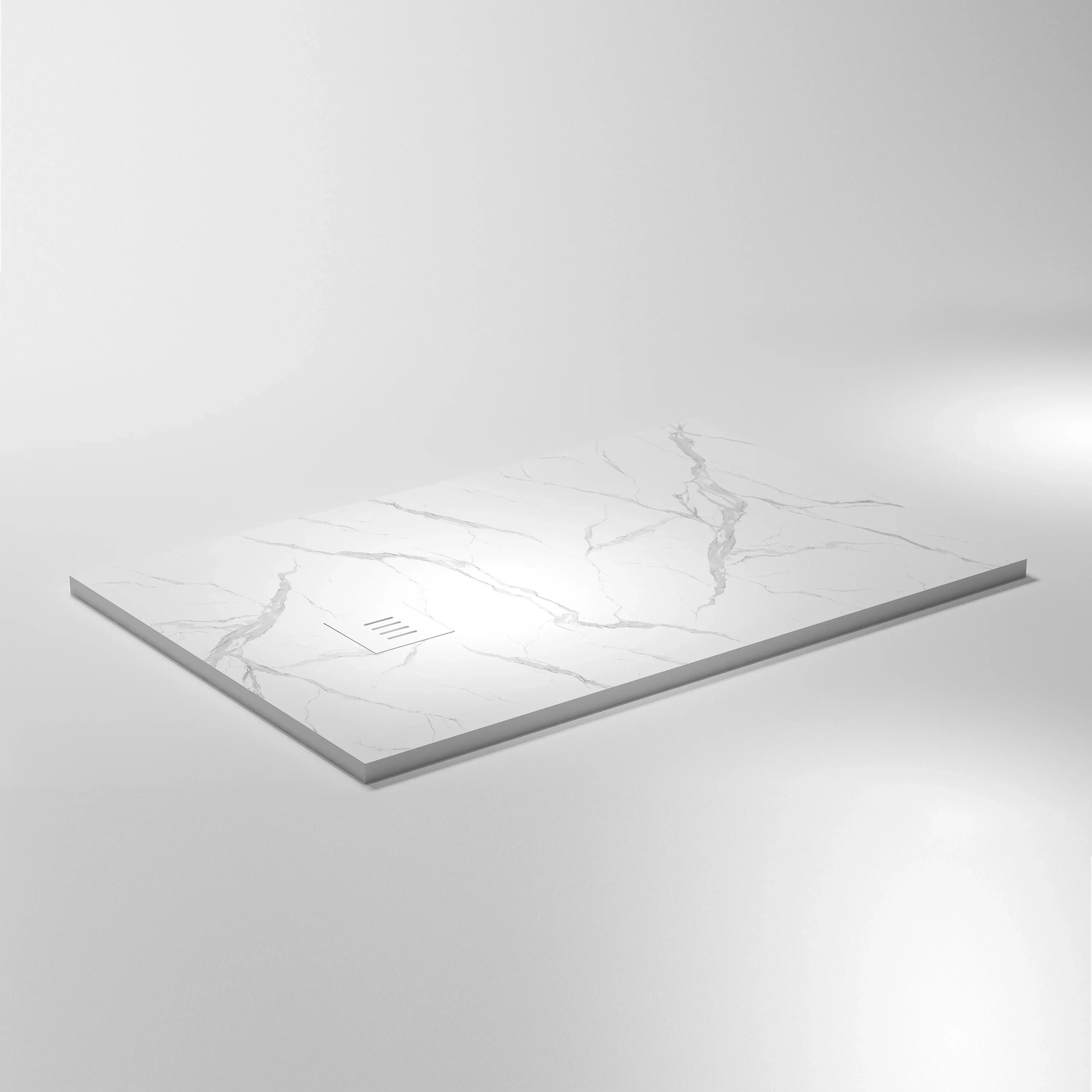 Base de douche en surface solide Calcutta blanc 48po x 32po - Réversible