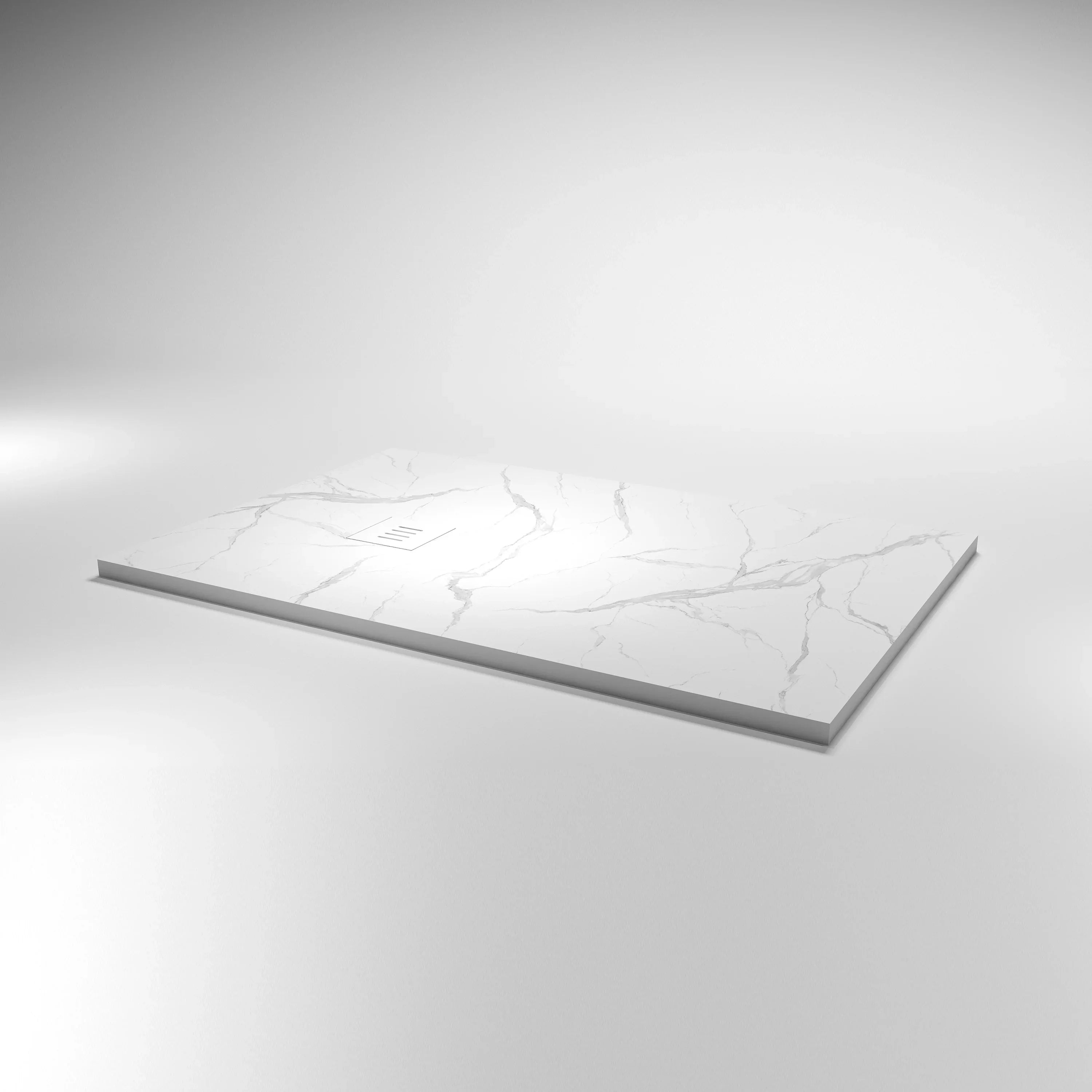 Base de douche en surface solide Calcutta blanc 48po x 32po - Réversible