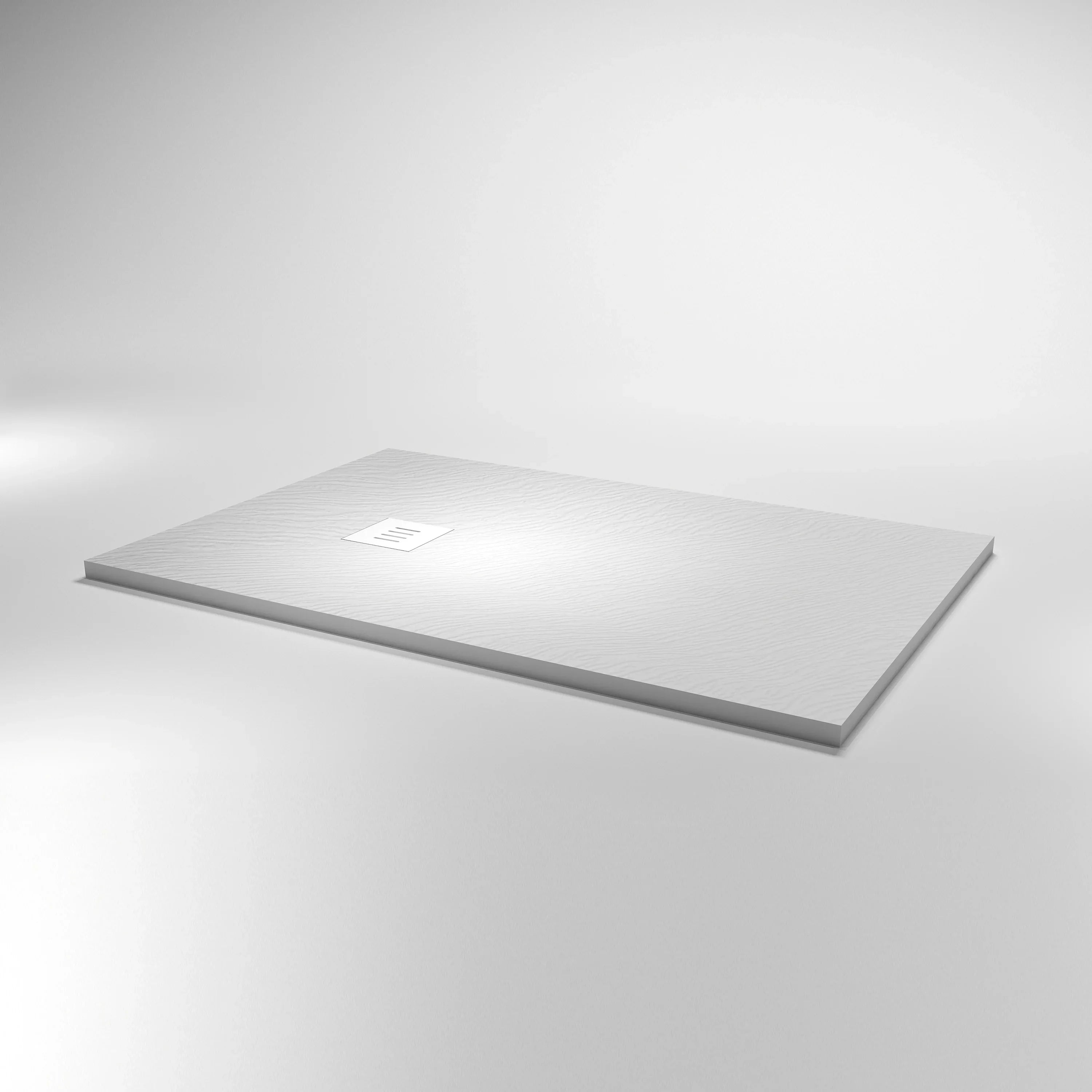 Base de douche réversible 48po x 32po en surface solide blanc mat avec texture antidérapante