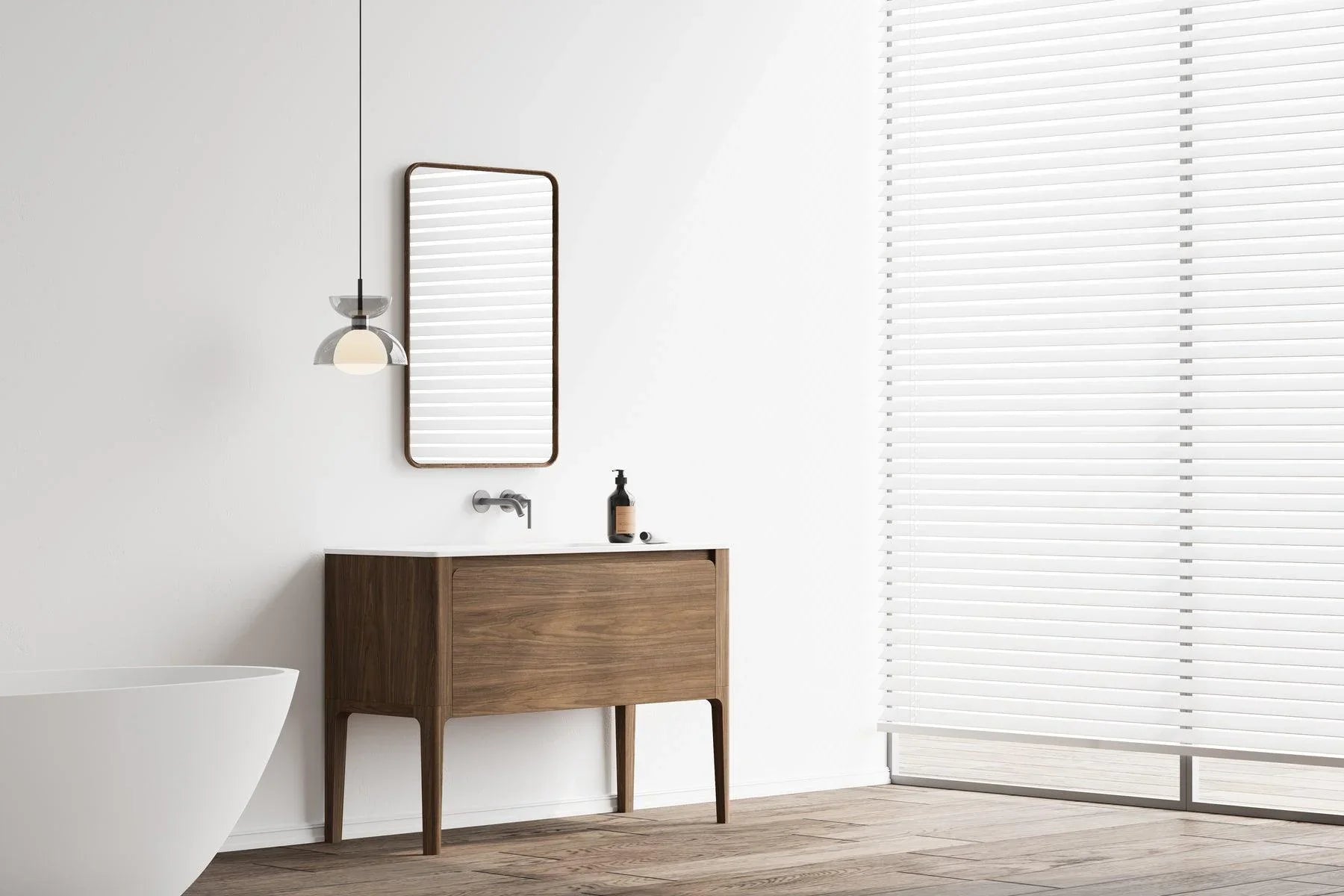 Mercer41 Meuble-lavabo en bois gris de 21,6 po avec lavabo en céramique et tablette ouverte à
