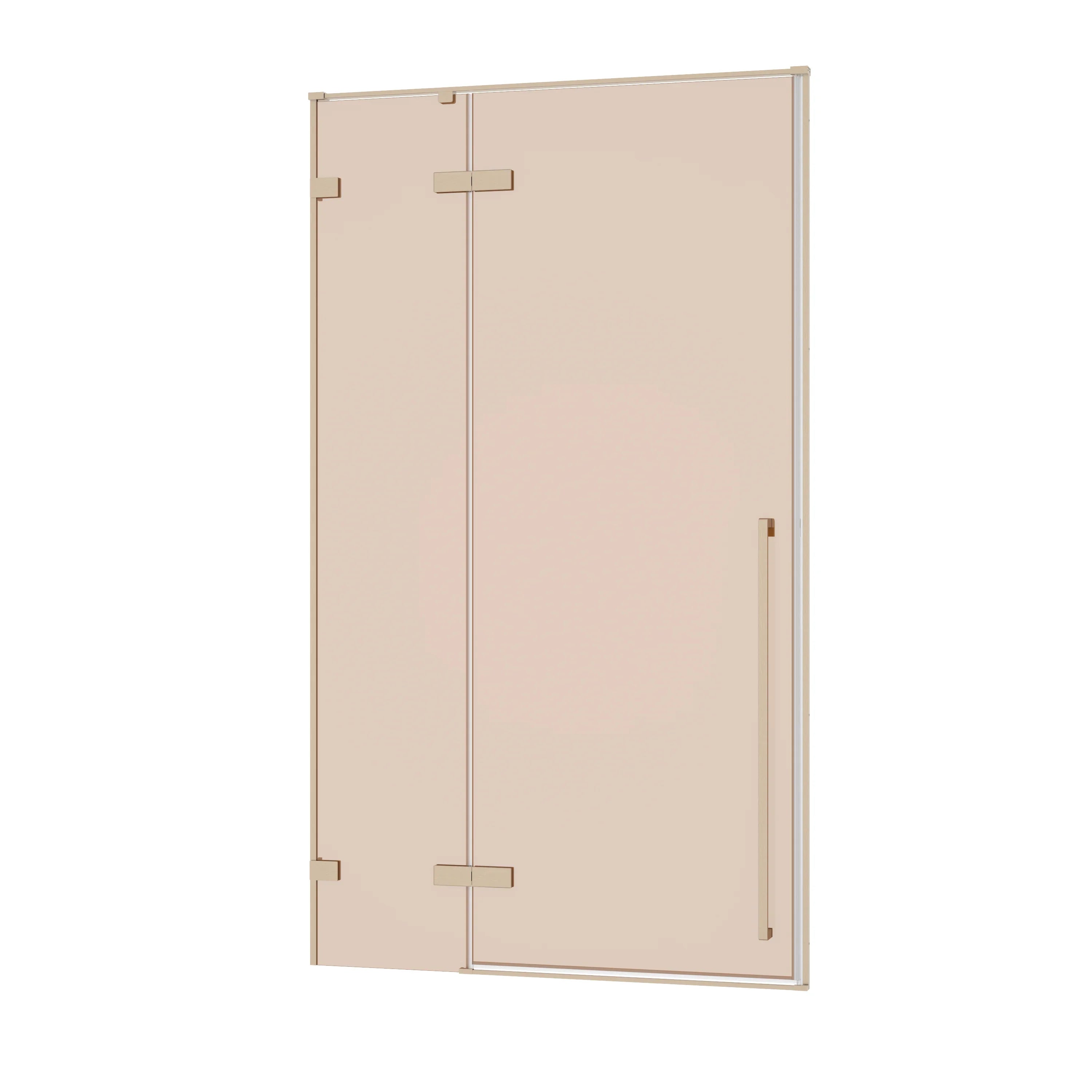 Porte de Douche Pivotante Réversible 48 x 79 po en Or Brossé avec Verre Teinté Brun
