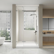 Porte de douche pivotante chromée réversible 48po x 79po avec verre trempé 8mm