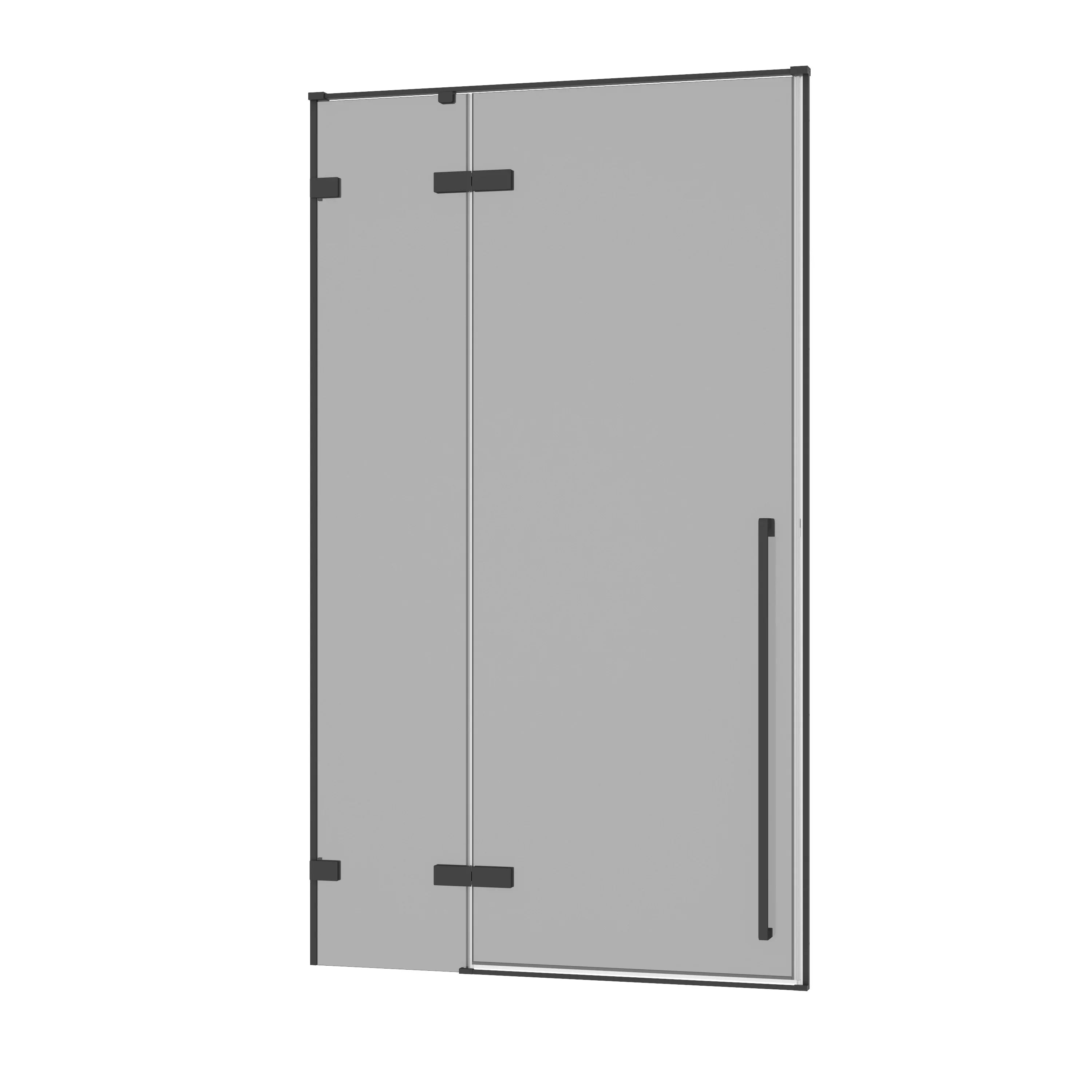 Porte de douche pivotante réversible 48po x 79po noir mat avec verre teinté noir