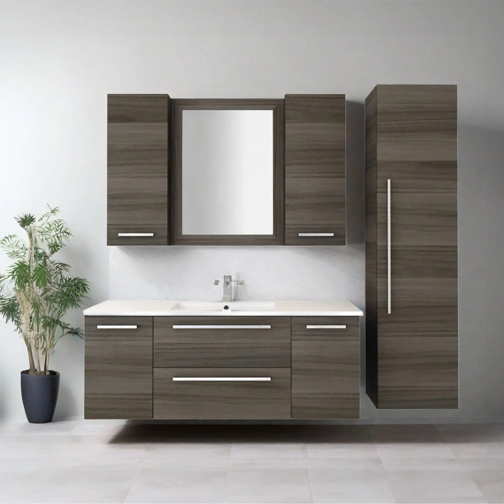 48" Zambukka Wall Mount Single Sink Bathroom Vanity with White Acrylic Countertop : Silhouette