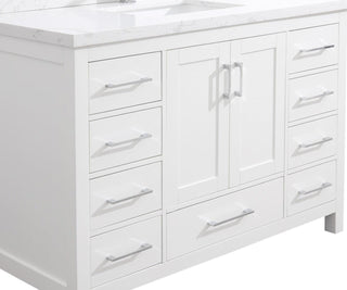 48" White Freestanding Single Sink Bathroom Vanity with Calcutta Quartz Countertop - Golden Elite Deco