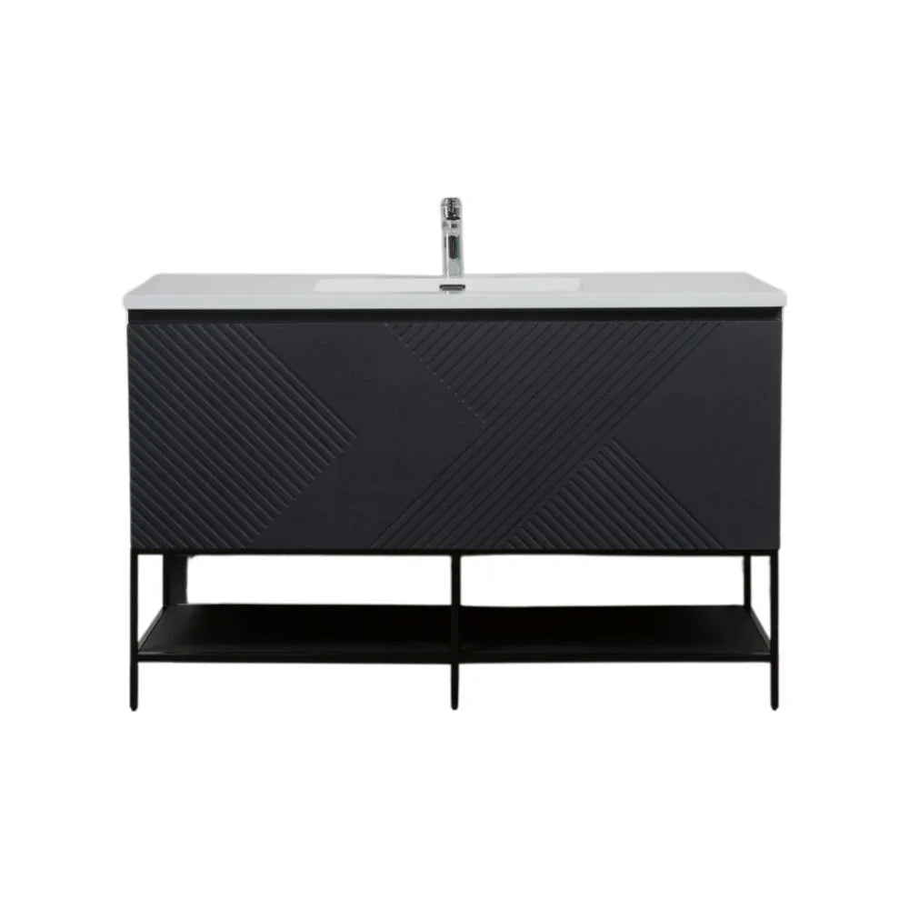 48 inch Black Bathroom Vanity with white top