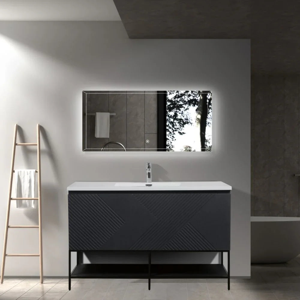 48 inch Black Bathroom Vanity with white top