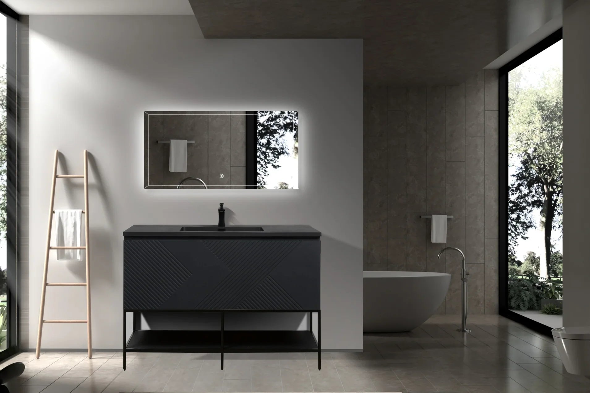 48 inch Black Bathroom Vanity