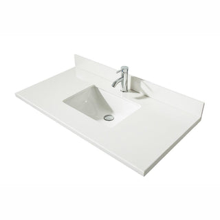 48" White Freestanding Single Sink Bathroom Vanity with Snow White Quartz Countertop - Golden Elite Deco