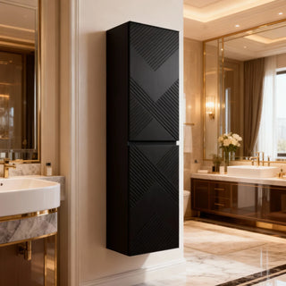 Bathroom Wall Hung Linen Cabinet - Matte Black