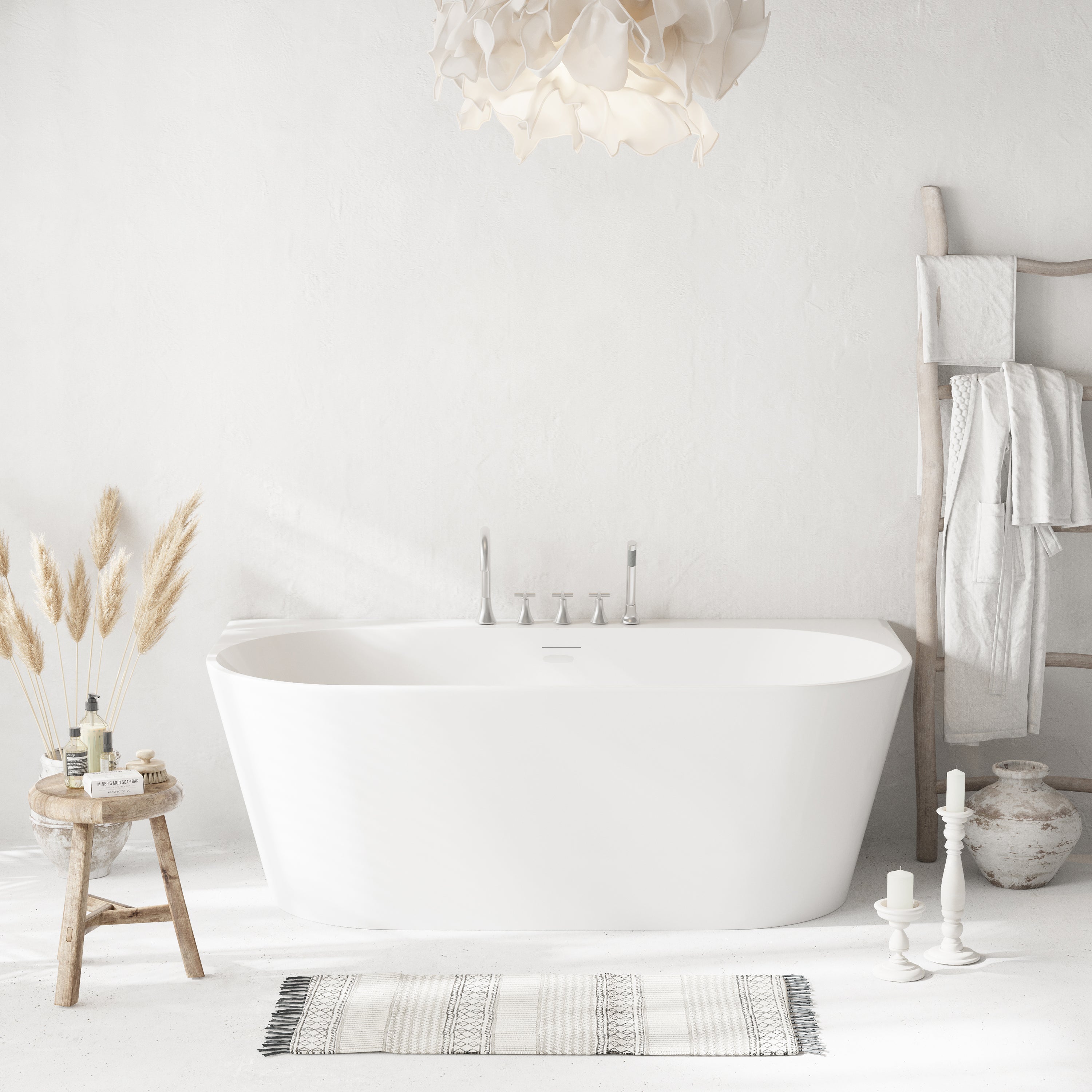 60" Vienna Freestanding Glossy White Acrylic Bathtub