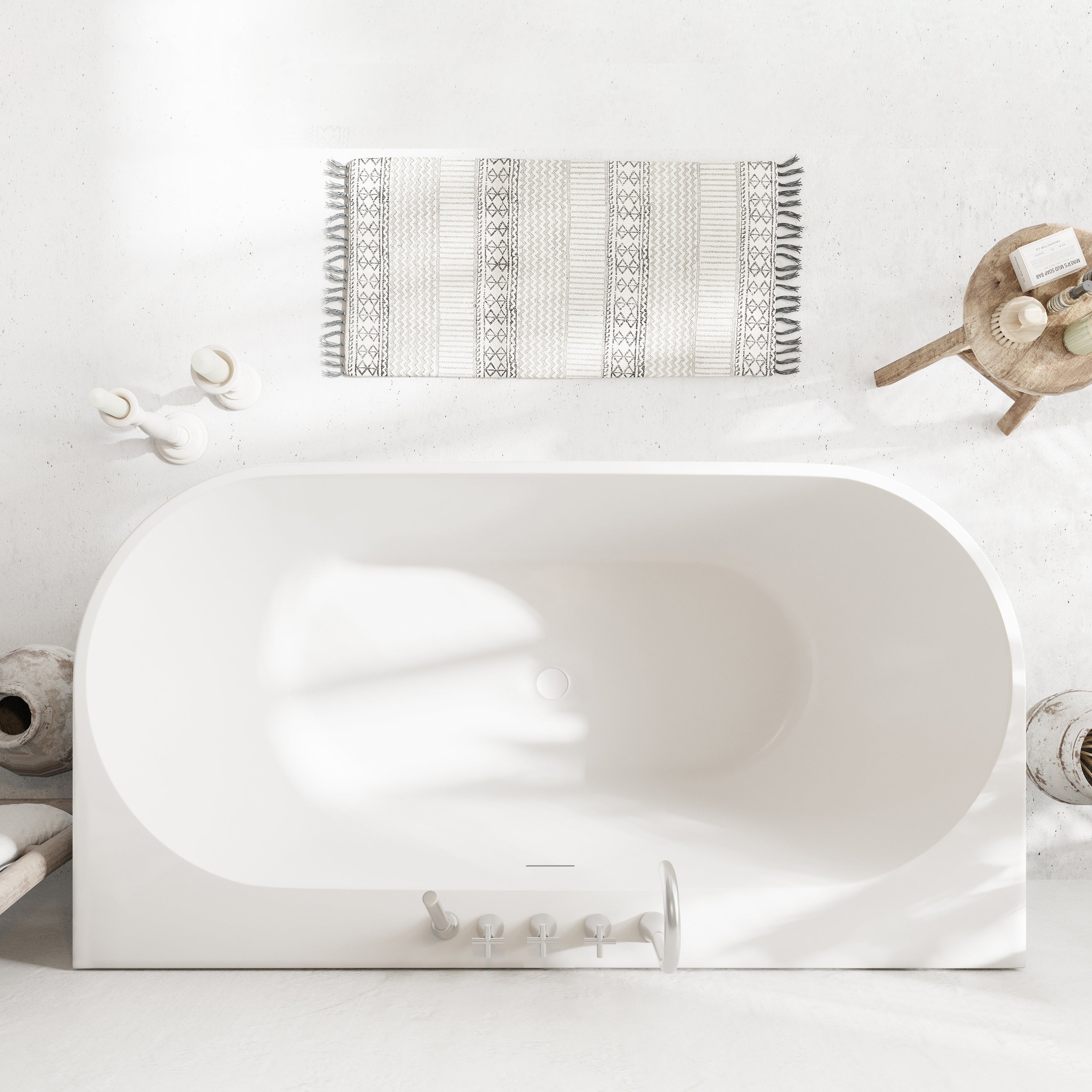60" Vienna Freestanding Glossy White Acrylic Bathtub