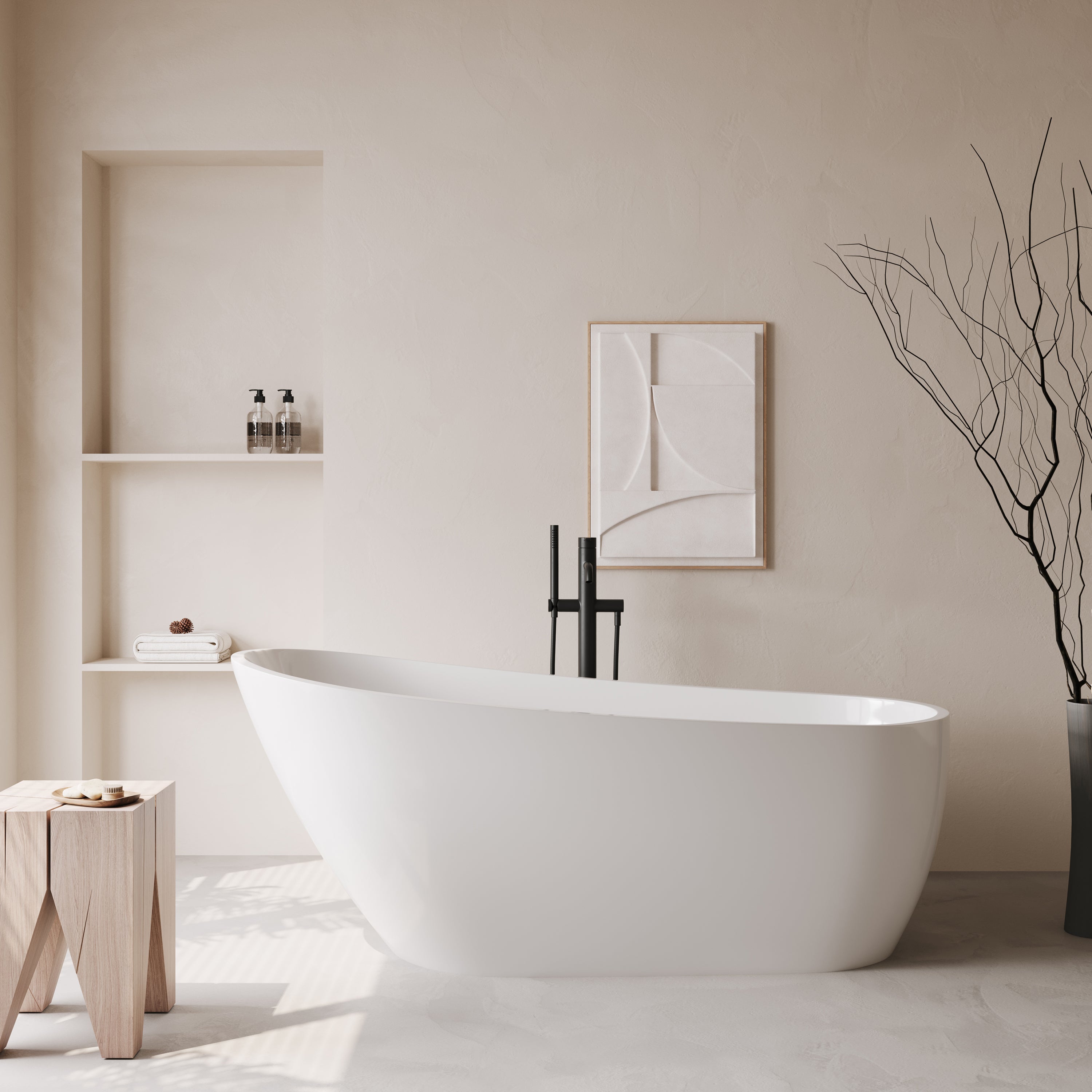 60" Aria Freestanding Bathtub - Glossy White Acrylic