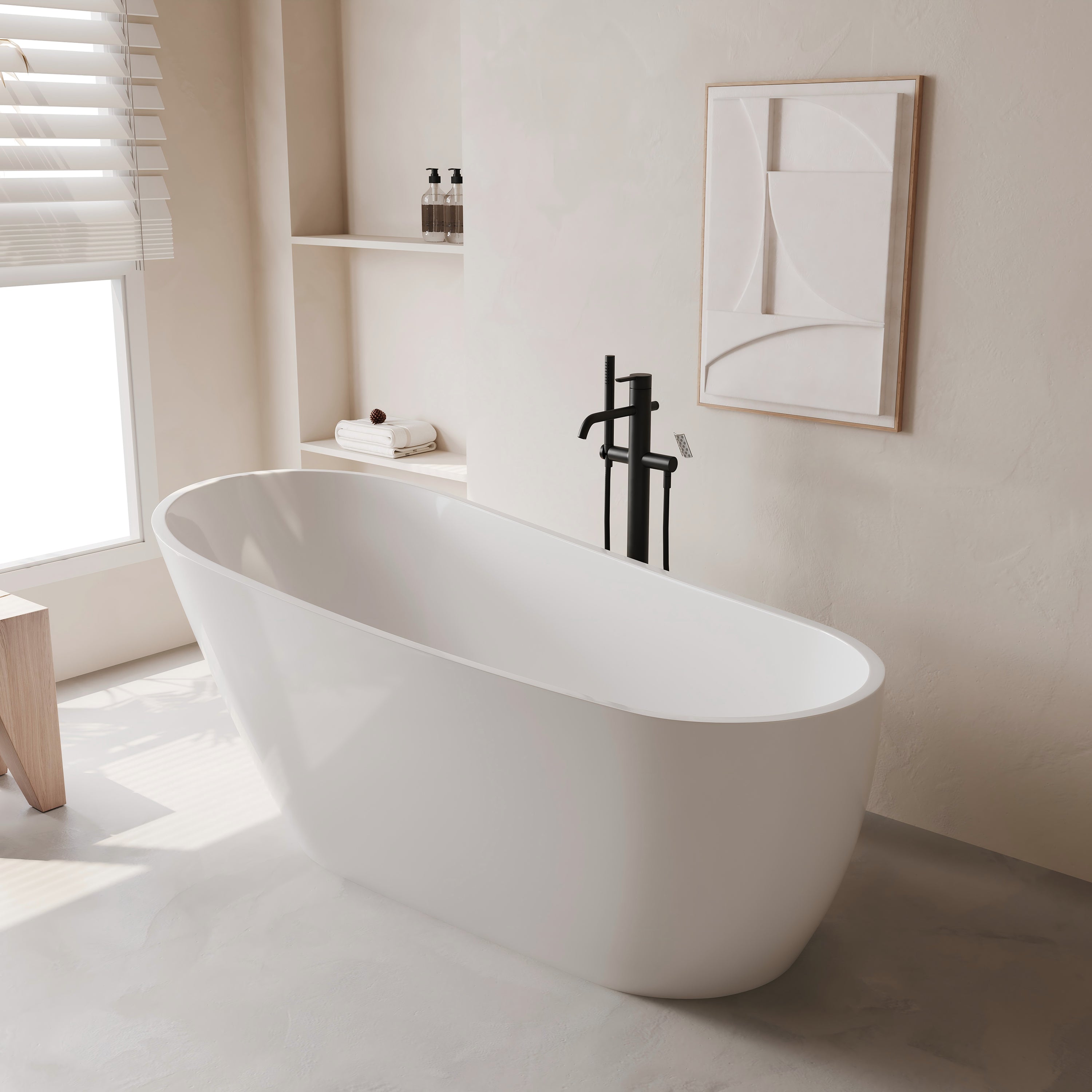 60" Aria Freestanding Bathtub - Glossy White Acrylic