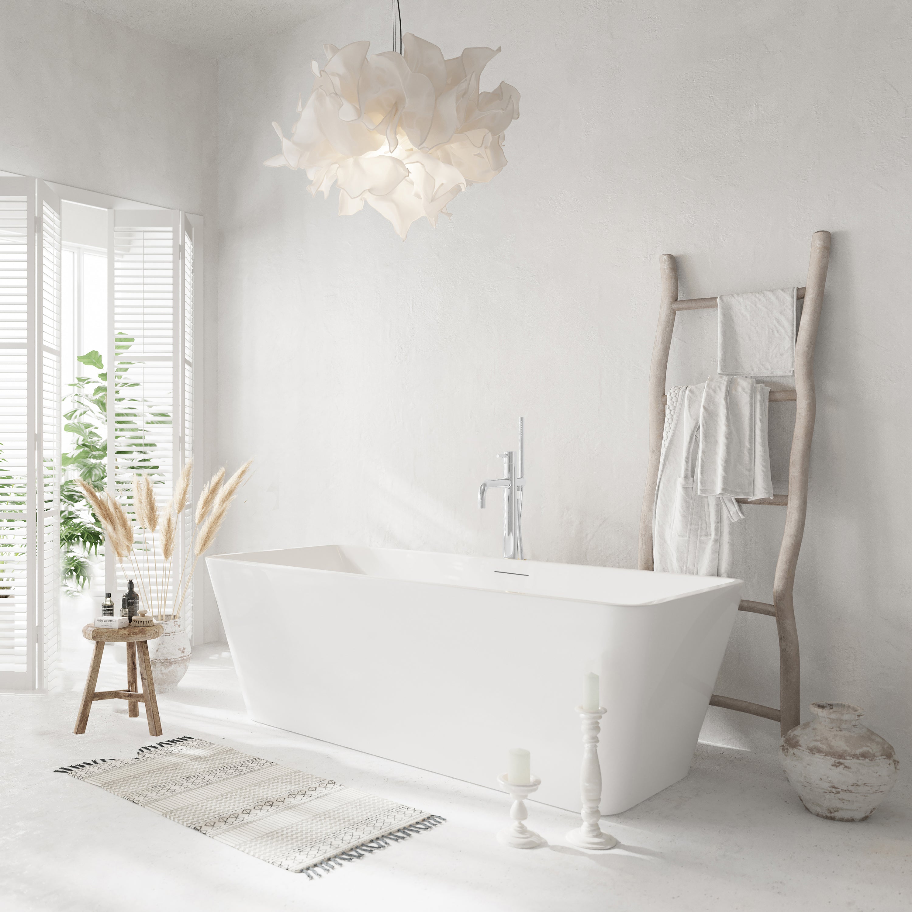 60" Horizon Glossy White Freestanding Acrylic Bathtub