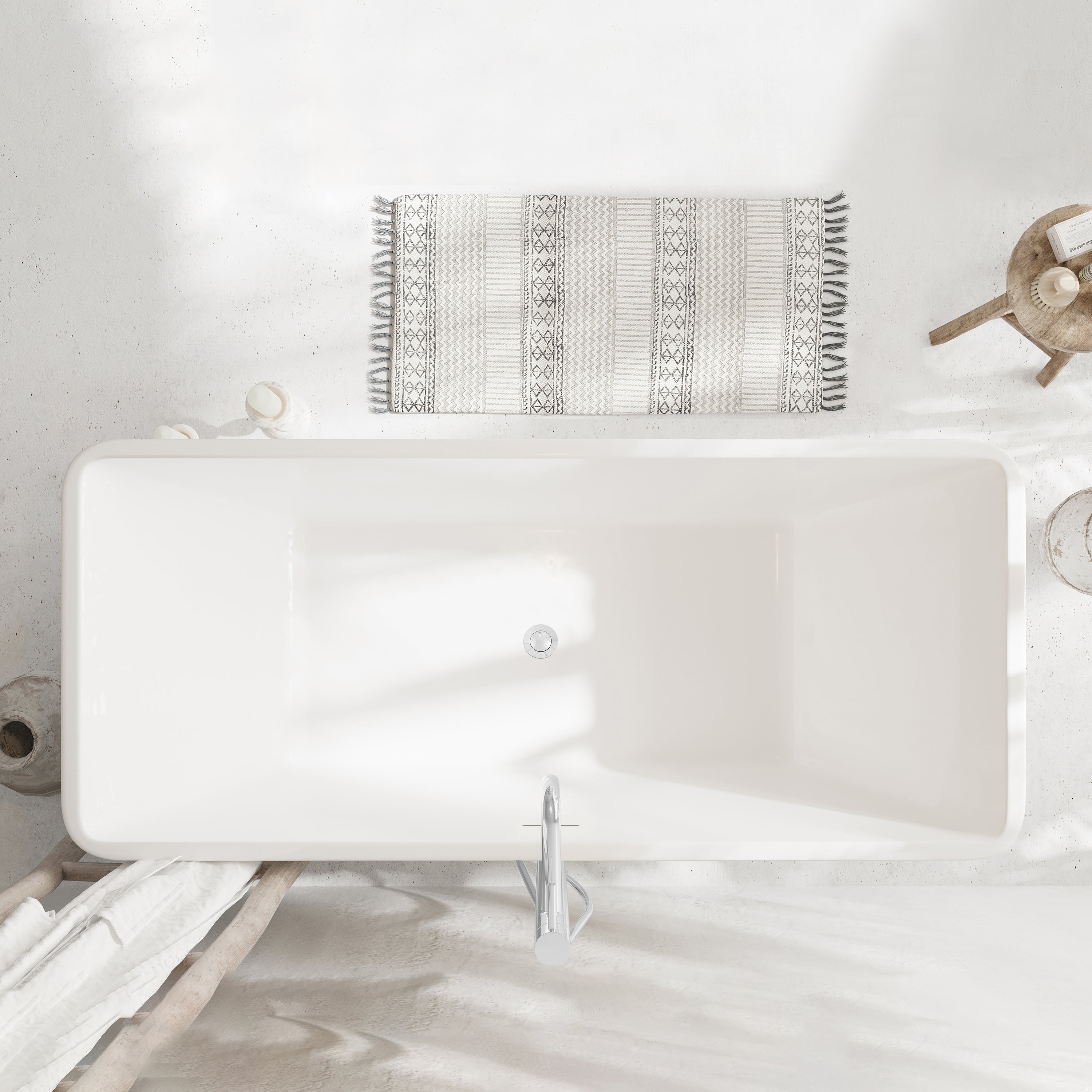 60" Horizon Glossy White Freestanding Acrylic Bathtub