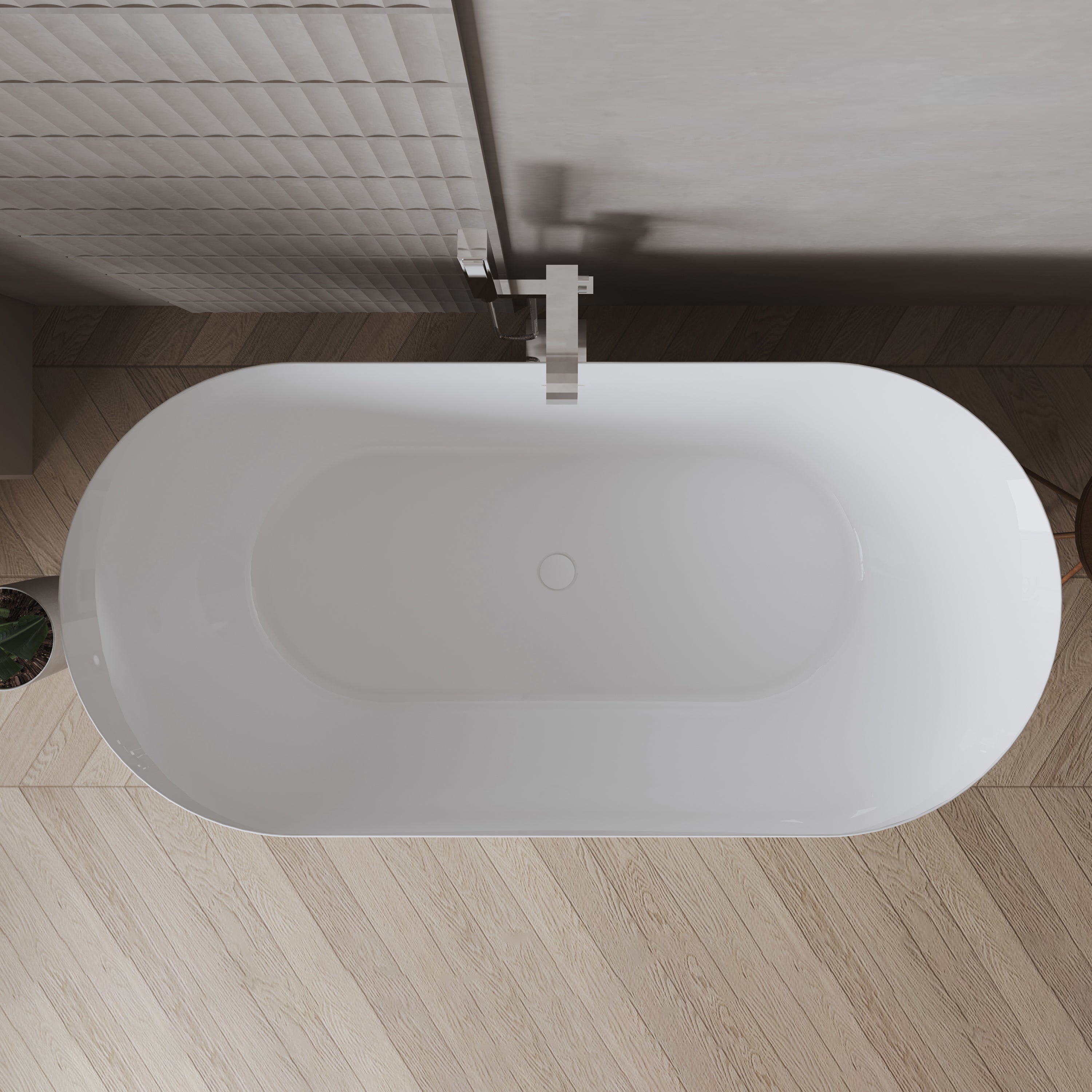 67" Flora Freestanding Acrylic Bathtub in Glossy White