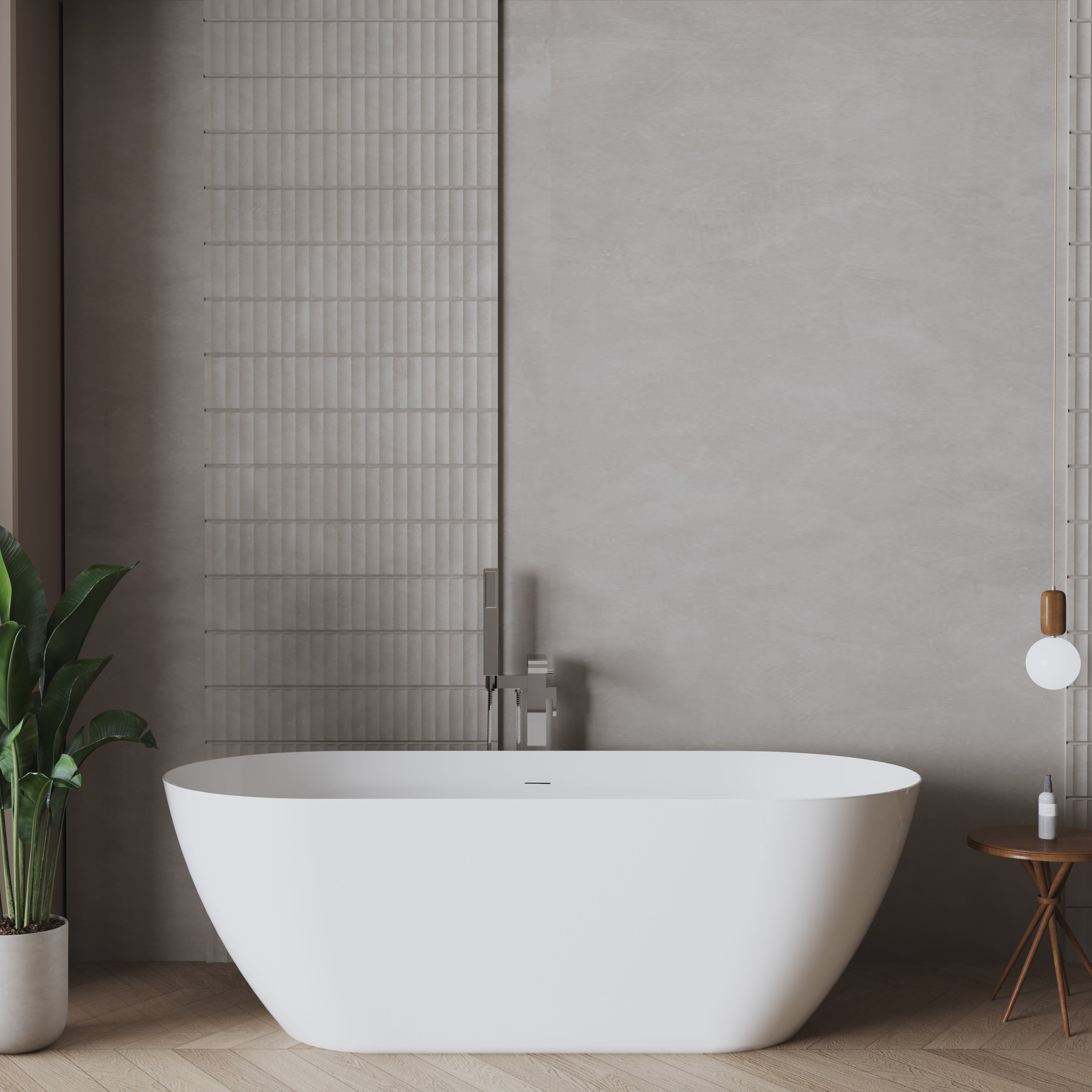 67" Flora Freestanding Acrylic Bathtub in Glossy White