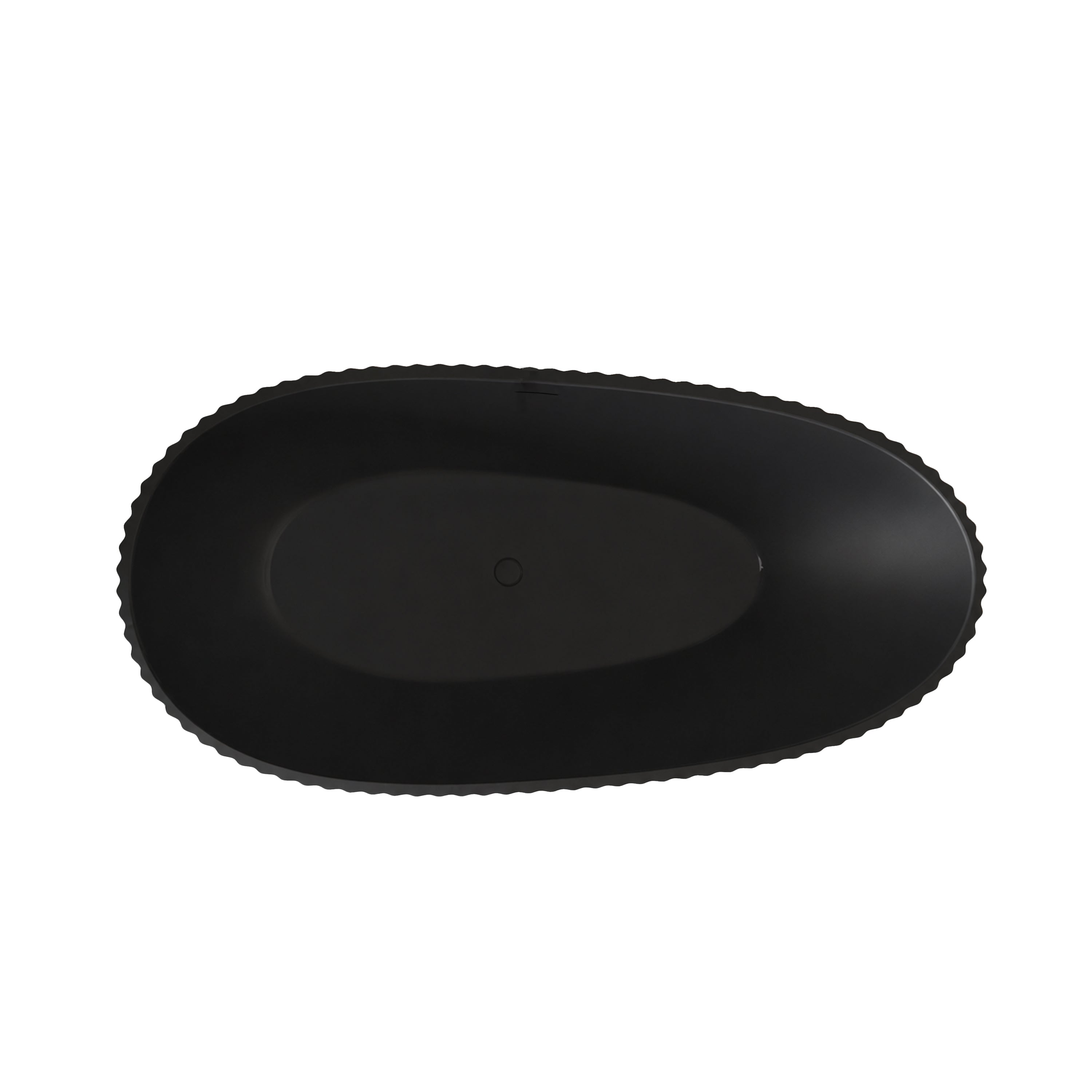 60" Calista Matte Black Freestanding Bathtub with Fluted Design