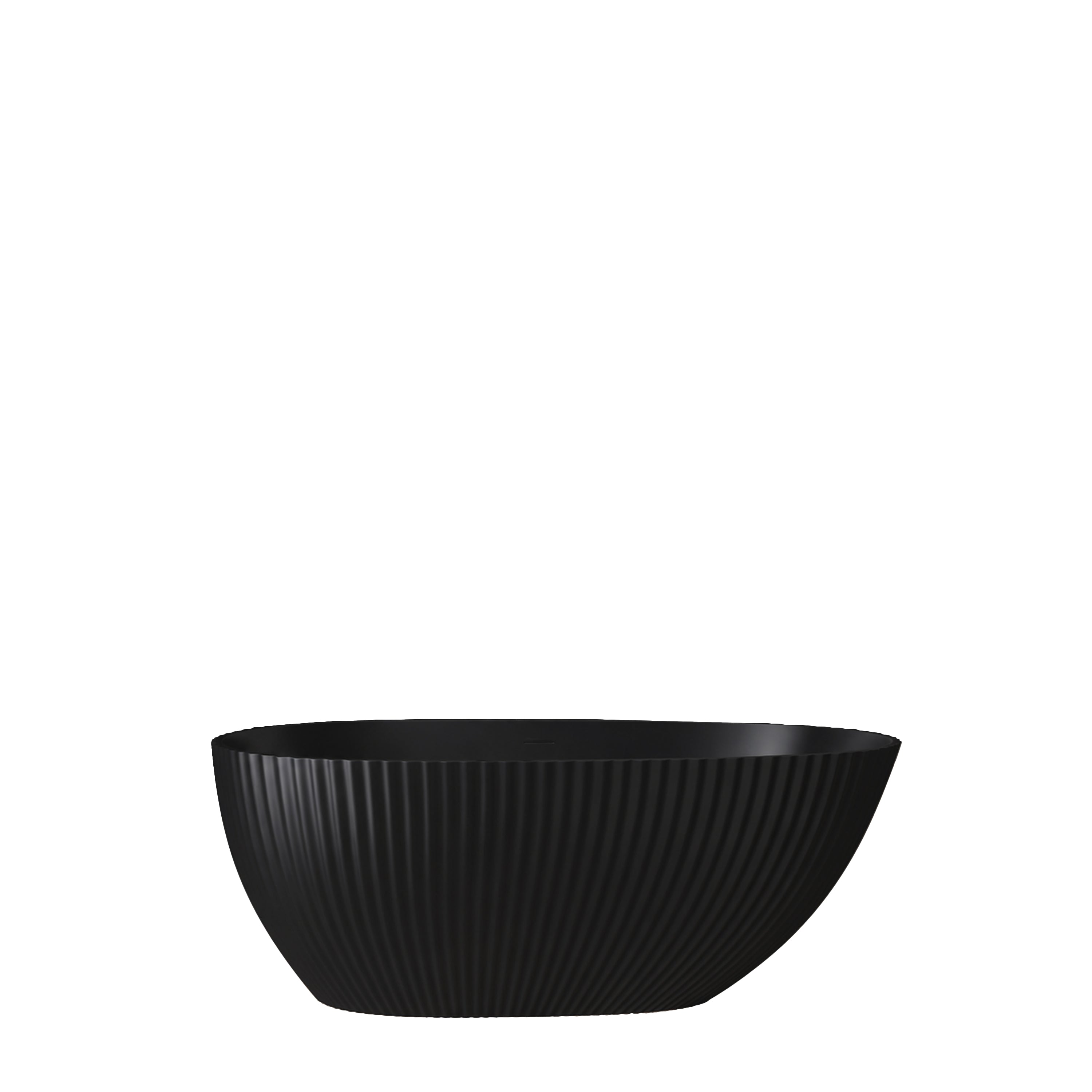 60" Calista Matte Black Freestanding Bathtub with Fluted Design