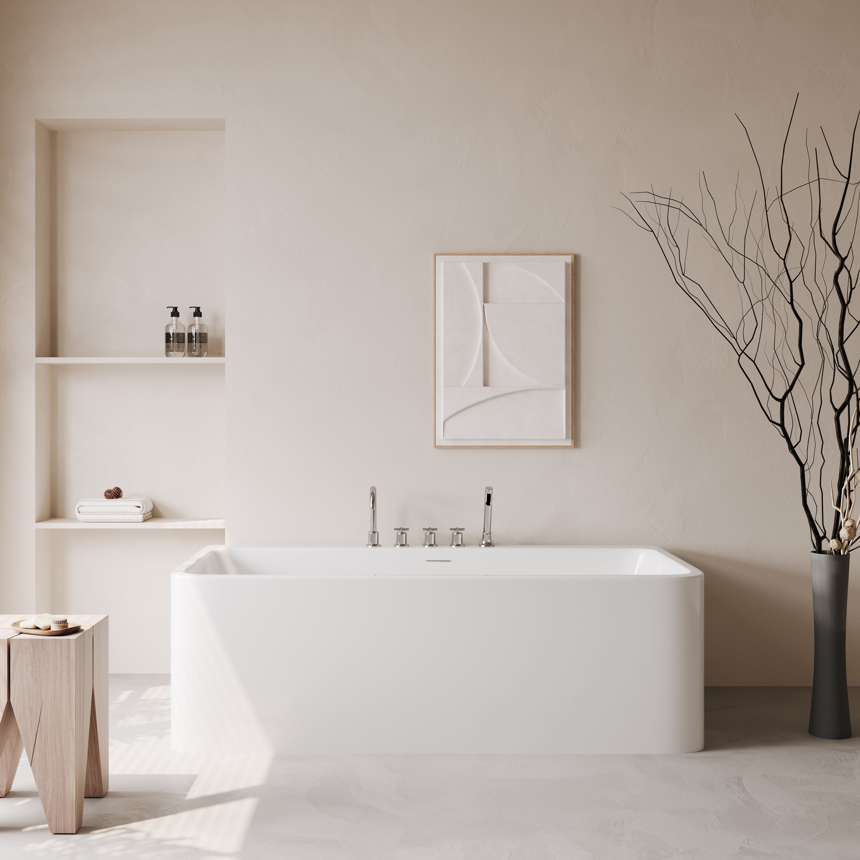 Baignoire autoportante Cascade 67 po en acrylique blanc lustré