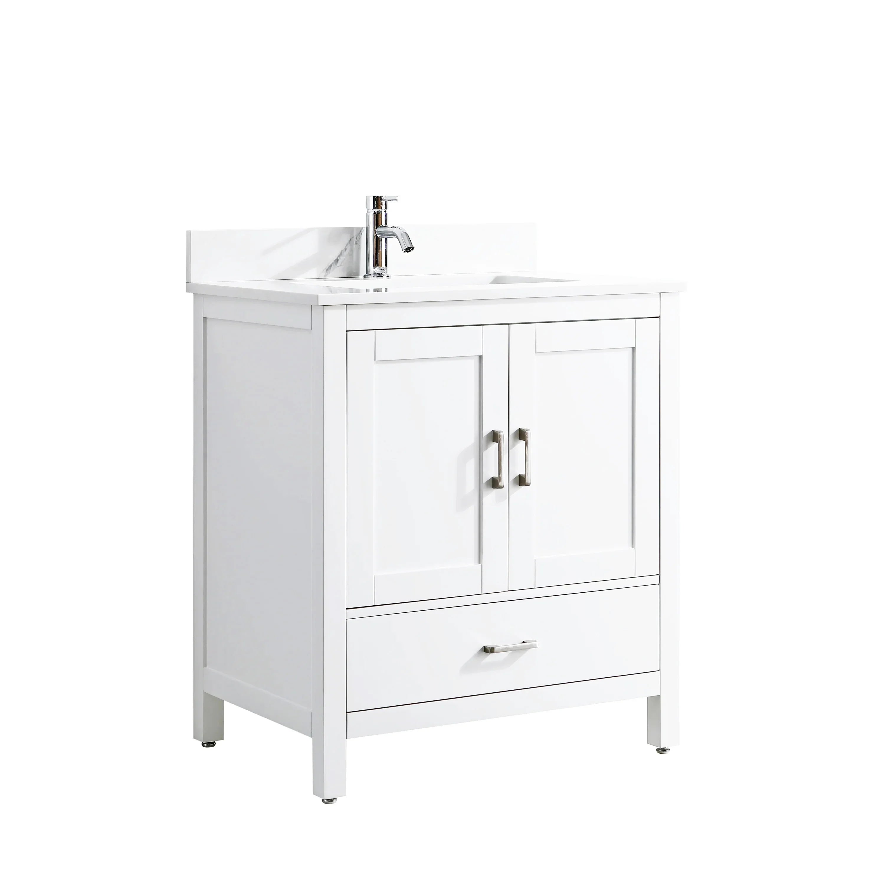 Meuble-Lavabo Autoportant 30po Blanc avec Comptoir de Polymarbre Ingénierie Calcutta