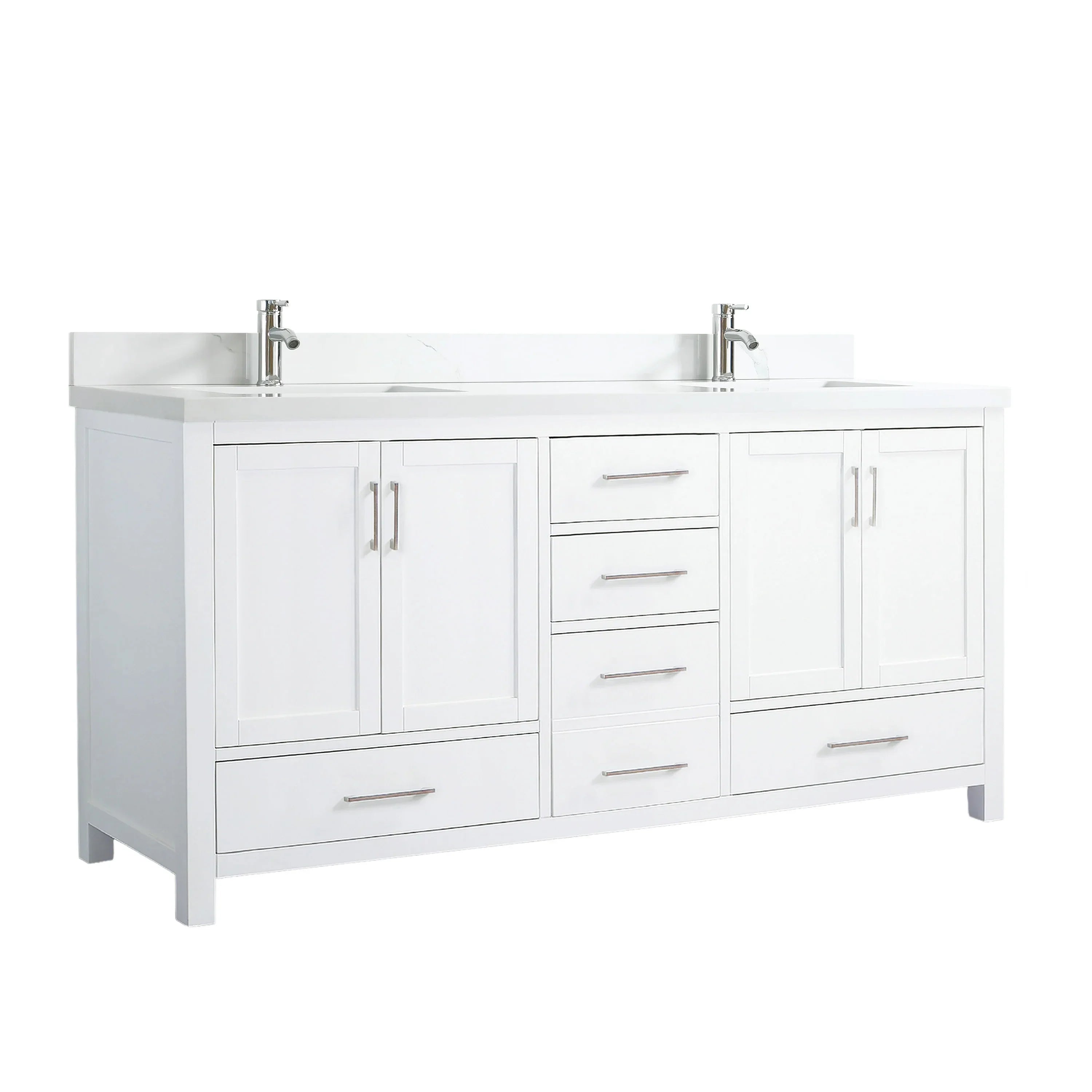 Meuble-Lavabo Autoportant 72po Blanc avec Comptoir de Marbre Ingénierie Calcutta