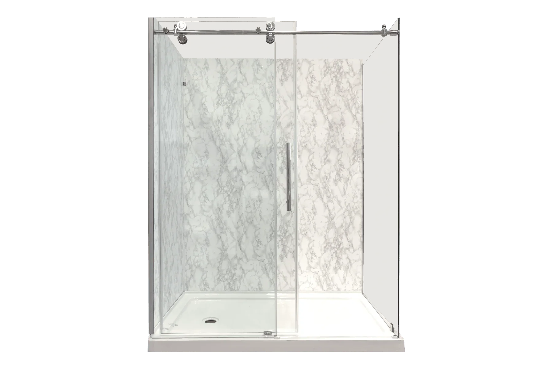 60"W x 36"D x 75"H x 10mm Reversible Sliding Shower Door Round Design Hardware in Chrome with 36" Side Panel - Golden Elite Deco