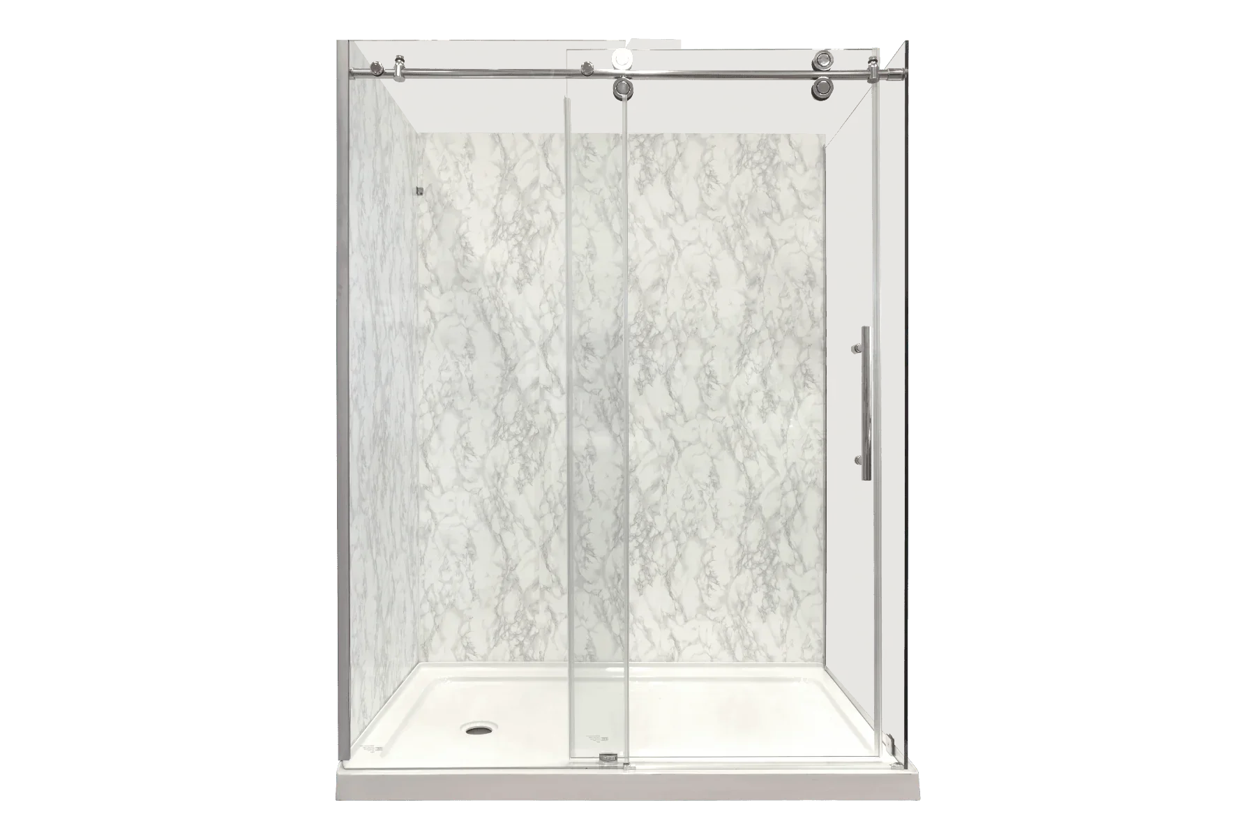 60"W x 36"D x 75"H x 10mm Reversible Sliding Shower Door Round Design Hardware in Chrome with 36" Side Panel - Golden Elite Deco