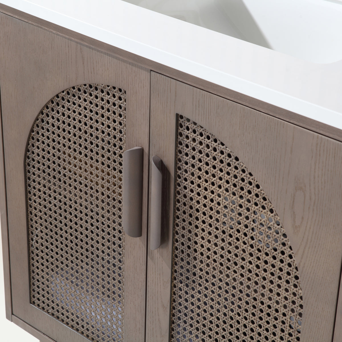 60" Chestnut Oak Freestanding Double Sinks Bathroom Vanity with Pure White Quartz Countertop