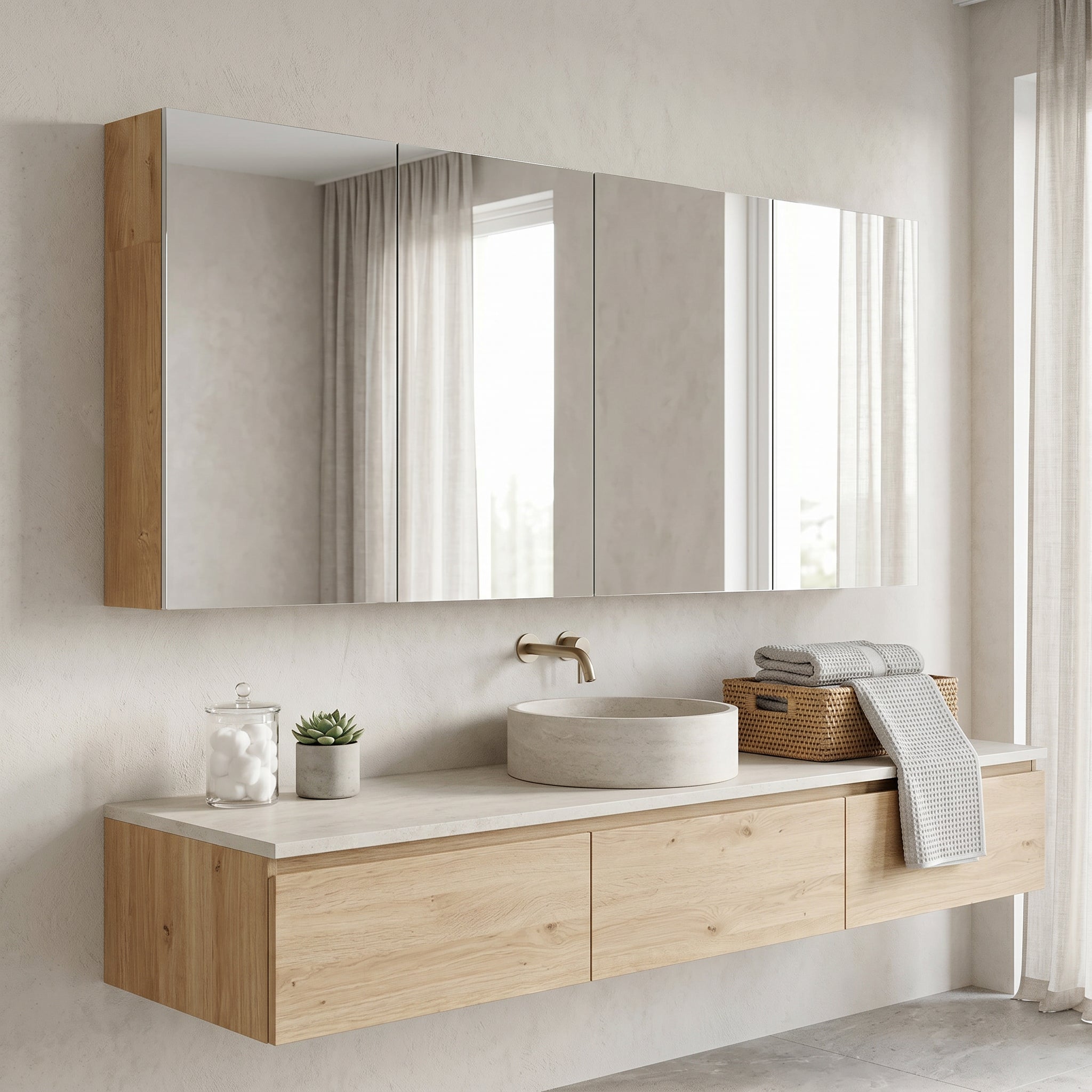 60" Frosted Oak Medicine Cabinet