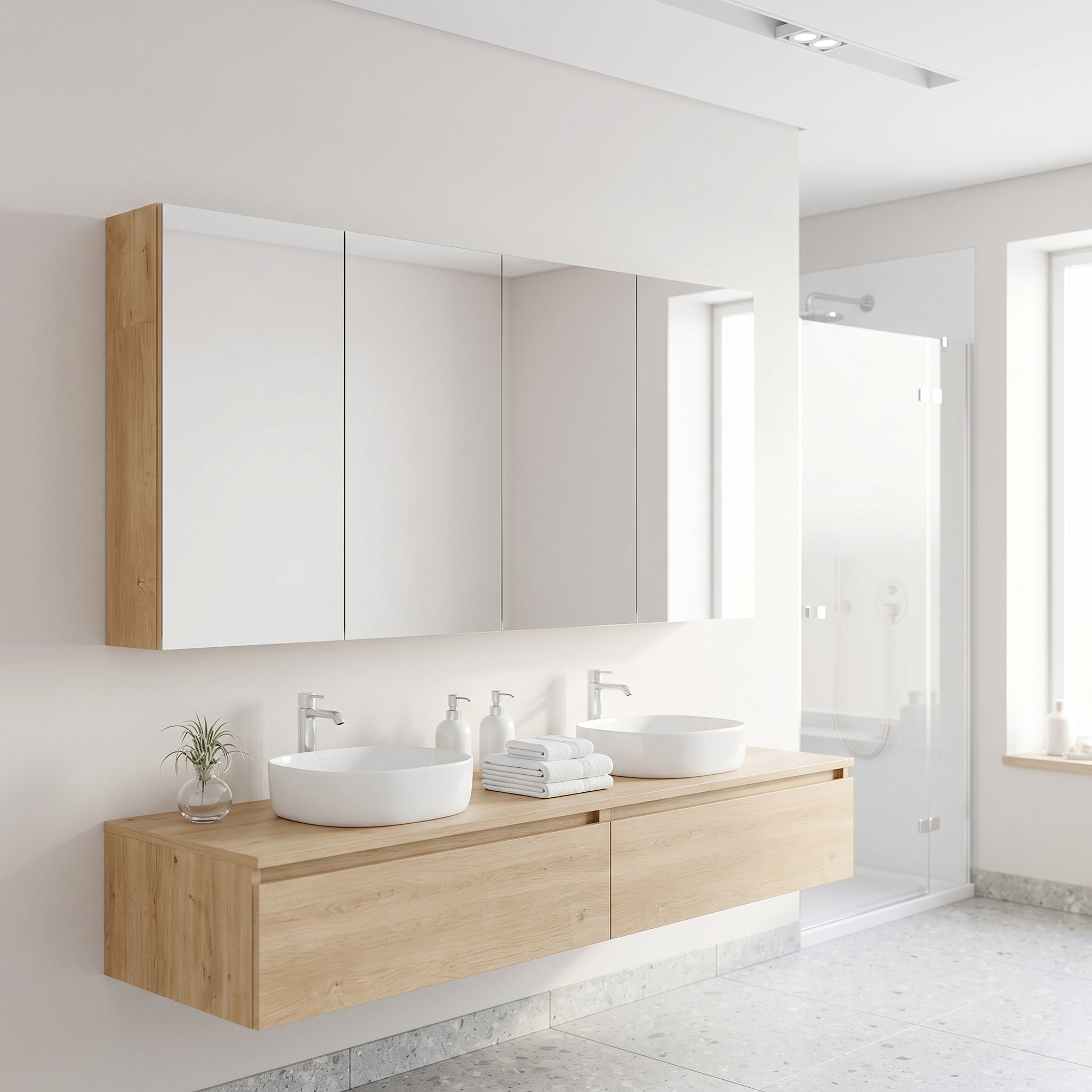60" Frosted Oak Medicine Cabinet