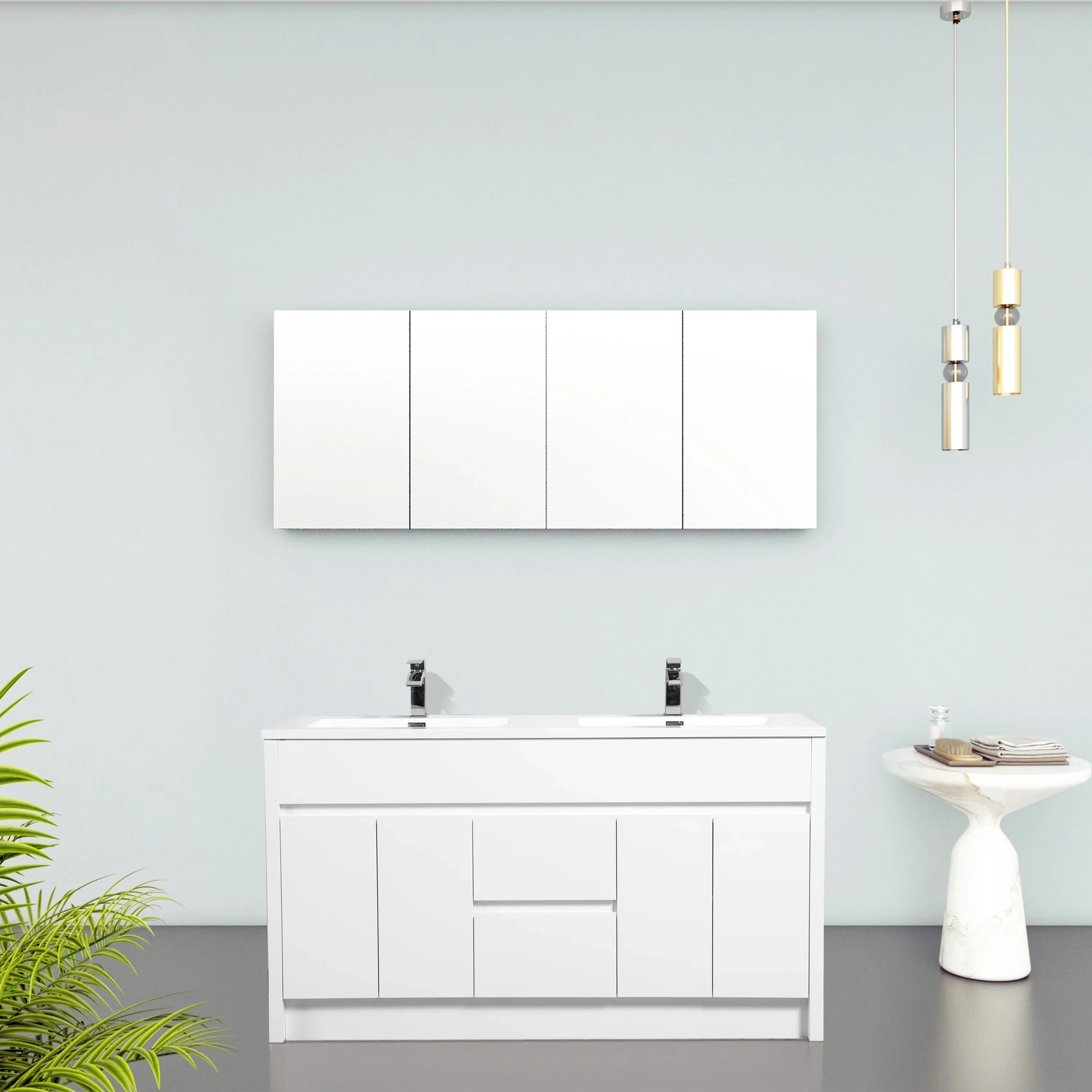 Armoire à Pharmacie Blanc Mat de 60 po