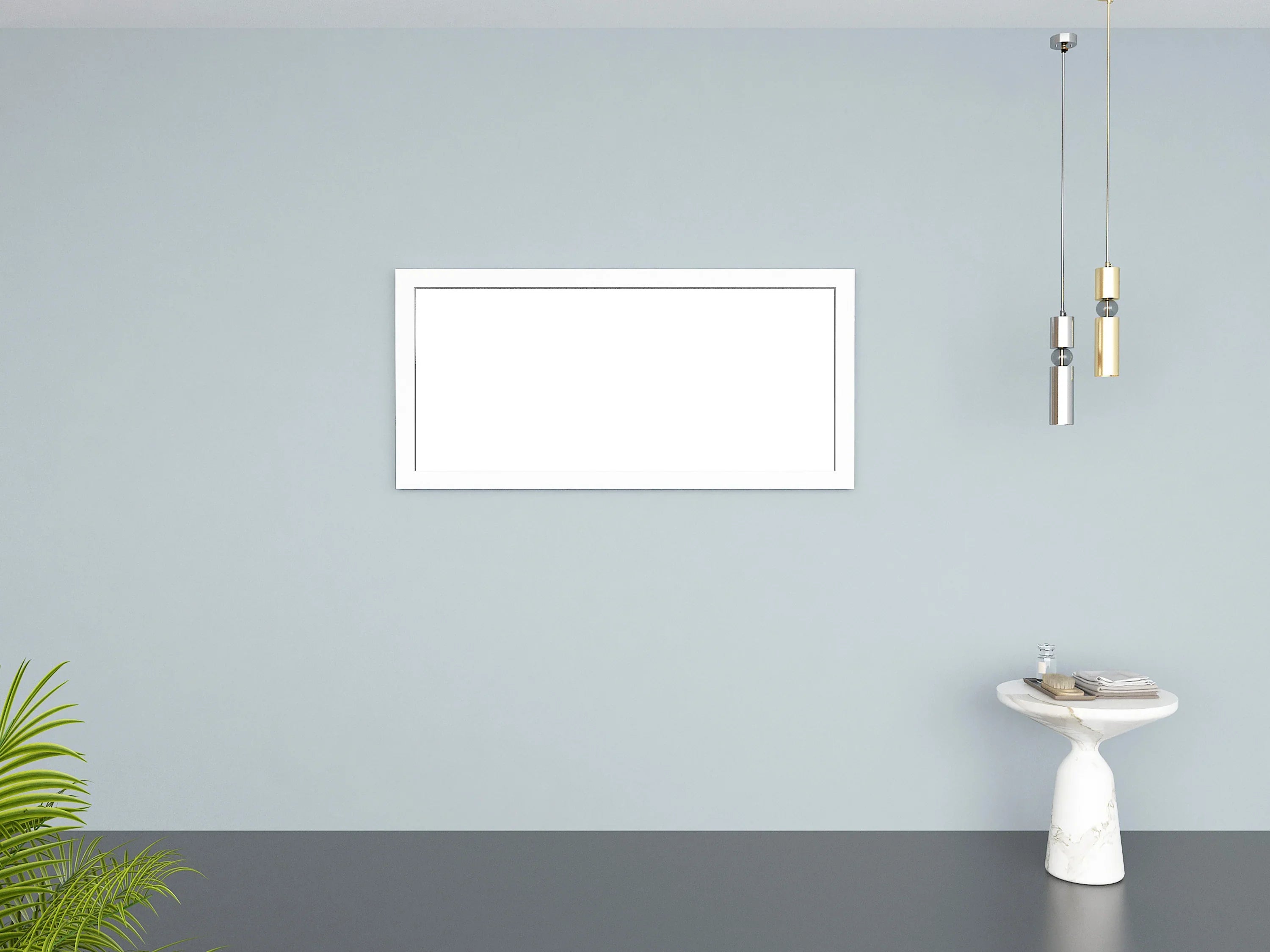 Miroir de Salle de Bain Rectangulaire Encadré Blanc Mat 60po