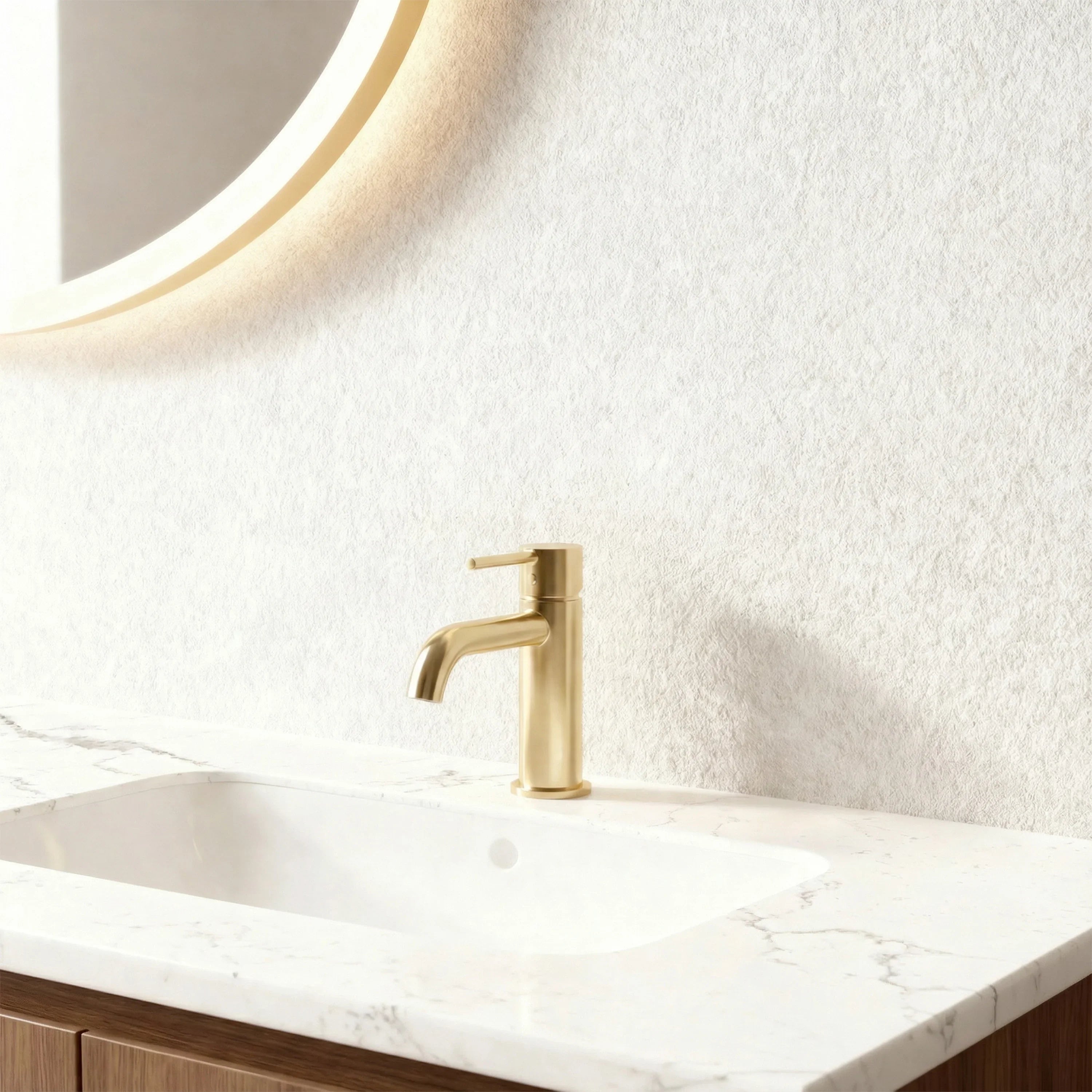 Belfort 60" Double Sink Walnut Vanity - White Carrera Marble Top