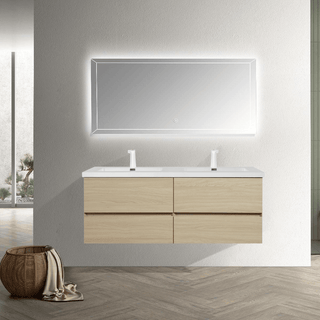 Meuble-Lavabo Mural 60po Blé avec Comptoir de Polymarbre Blanc