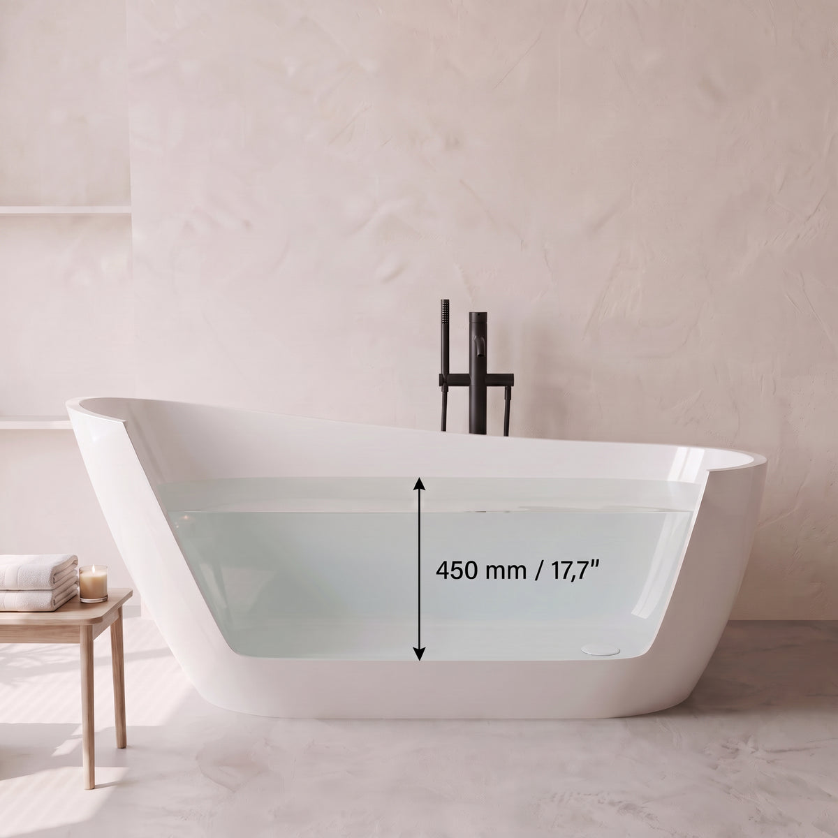 Baignoire autoportante Aria 60 po - Acrylique blanc lustré
