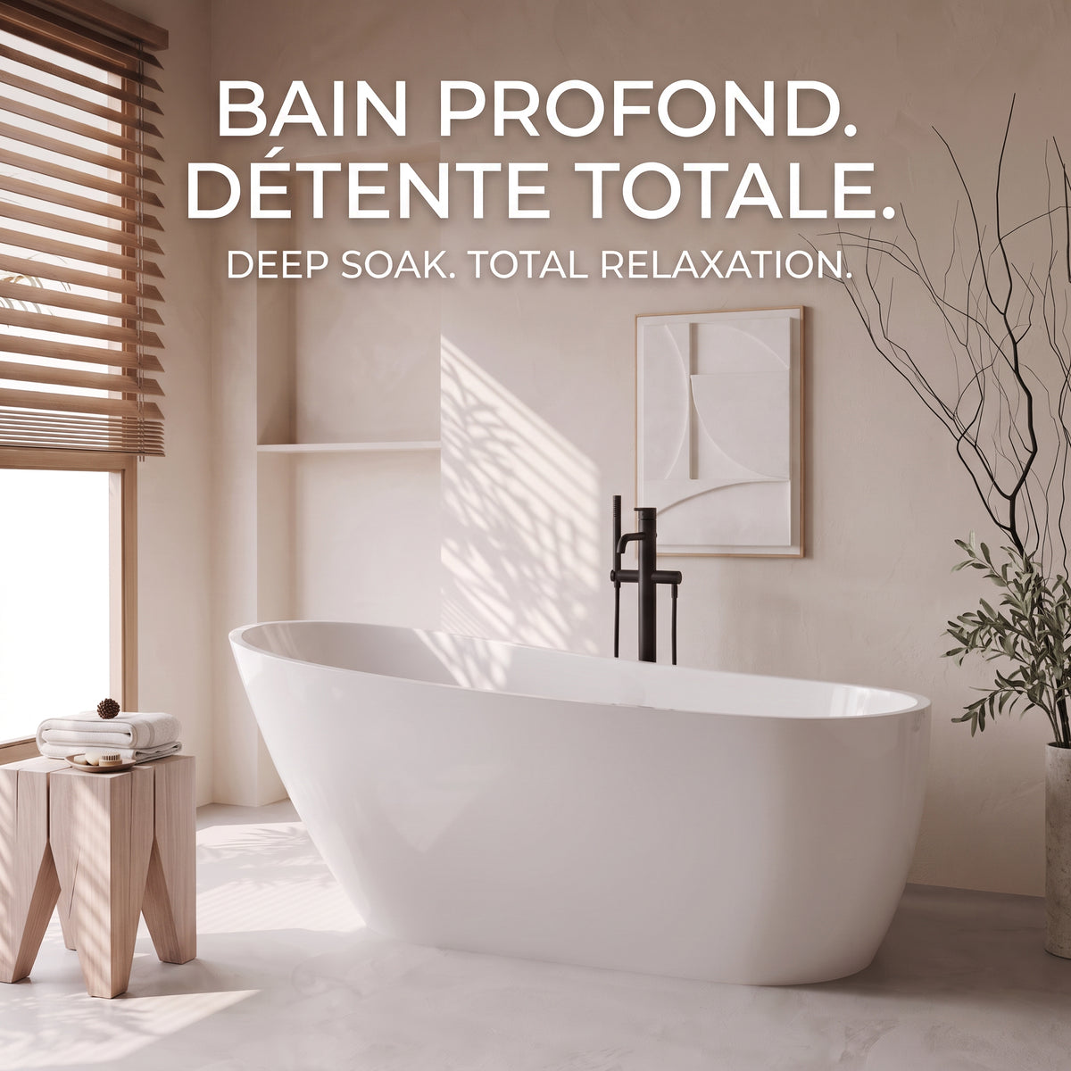 Baignoire autoportante Aria 60 po - Acrylique blanc lustré