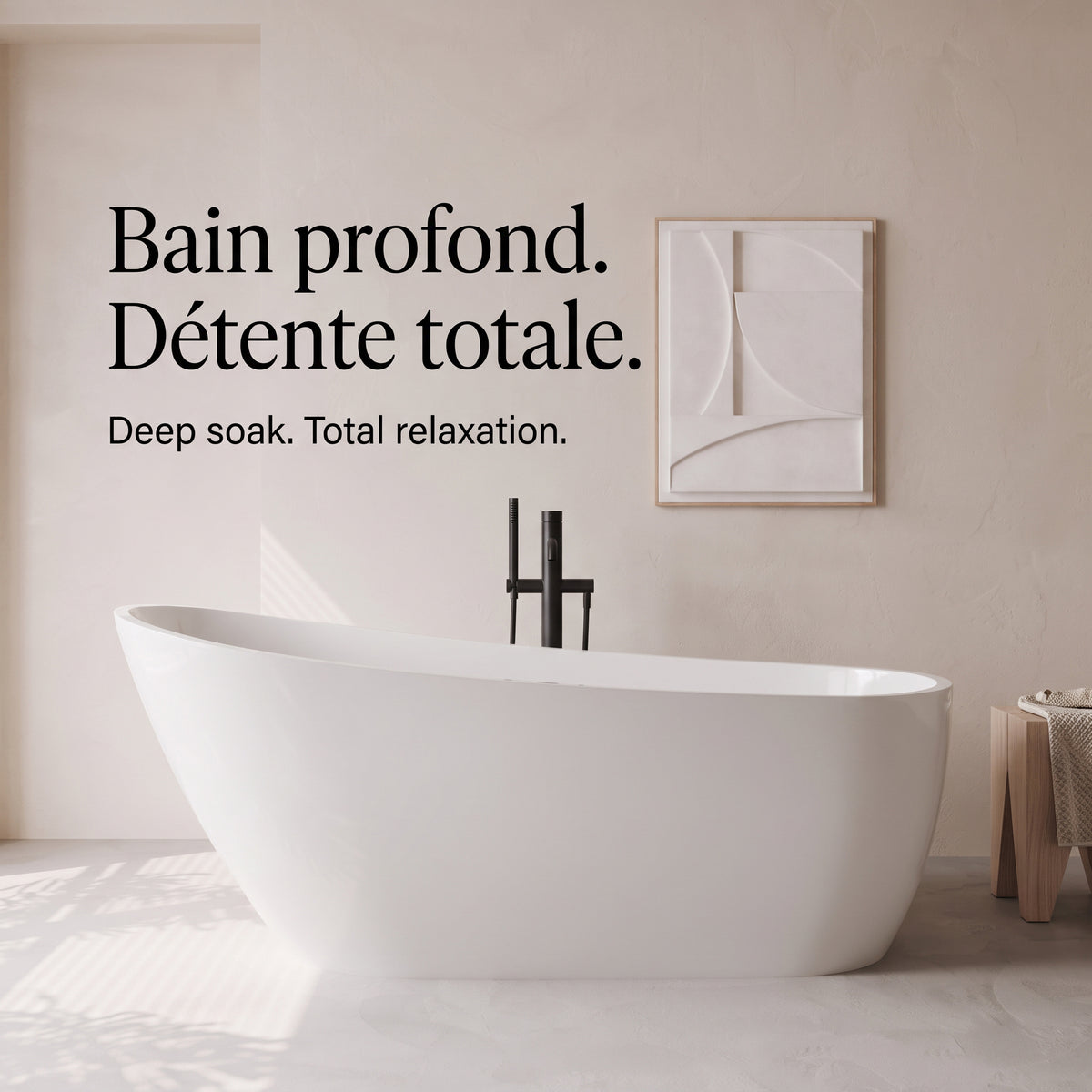 Baignoire autoportante Aria 60 po - Acrylique blanc lustré