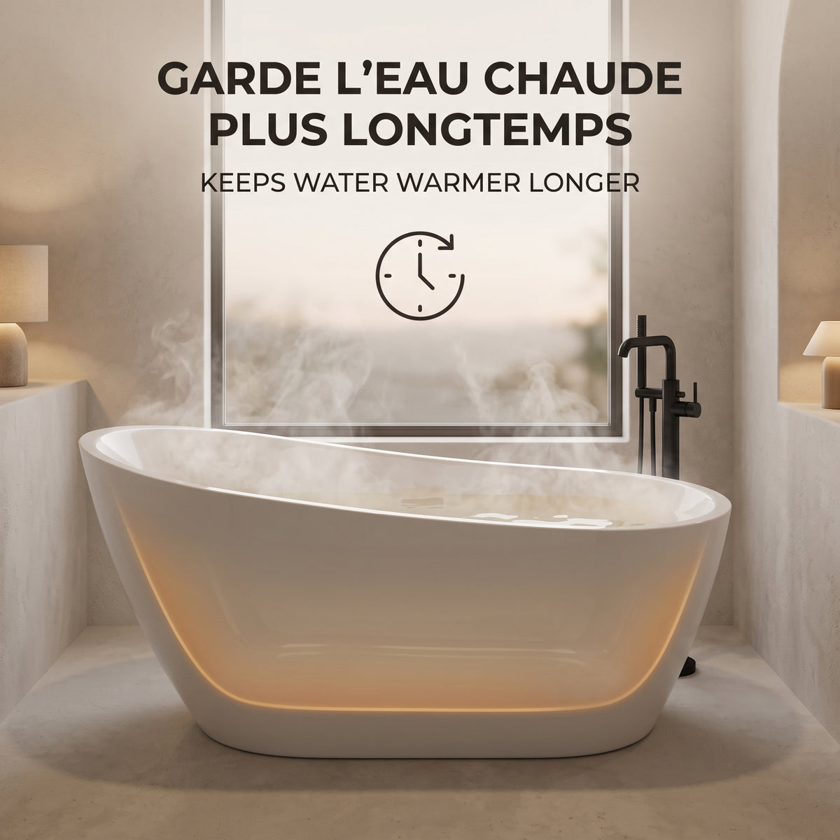 Baignoire autoportante Aria 60 po - Acrylique blanc lustré