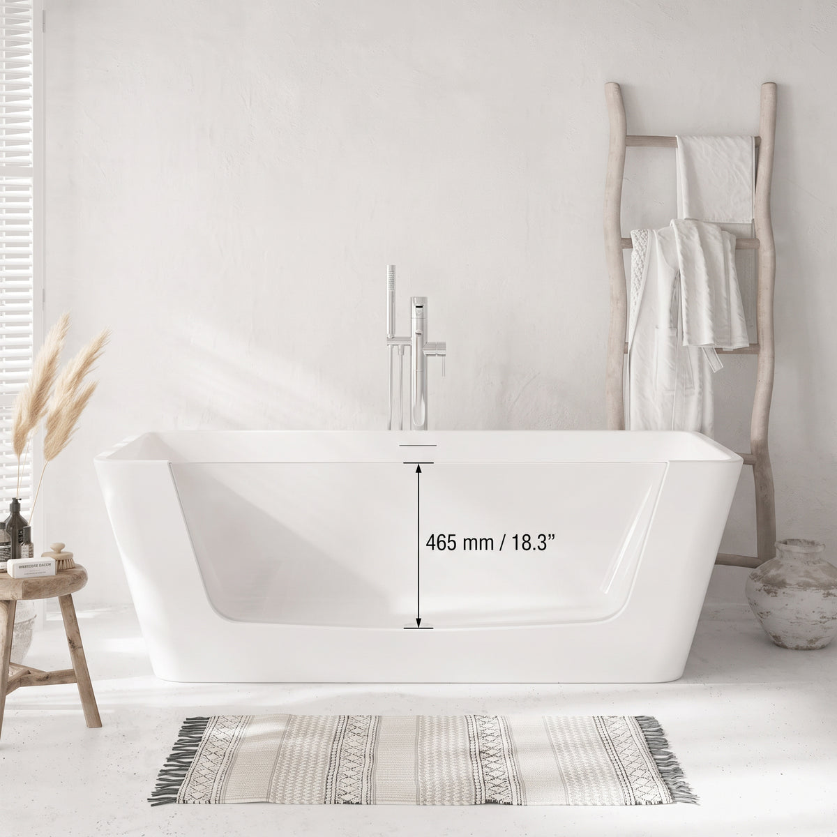 60" Horizon Glossy White Freestanding Acrylic Bathtub