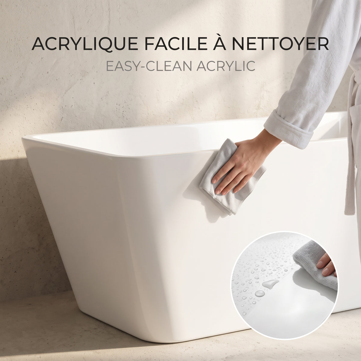 60" Horizon Glossy White Freestanding Acrylic Bathtub